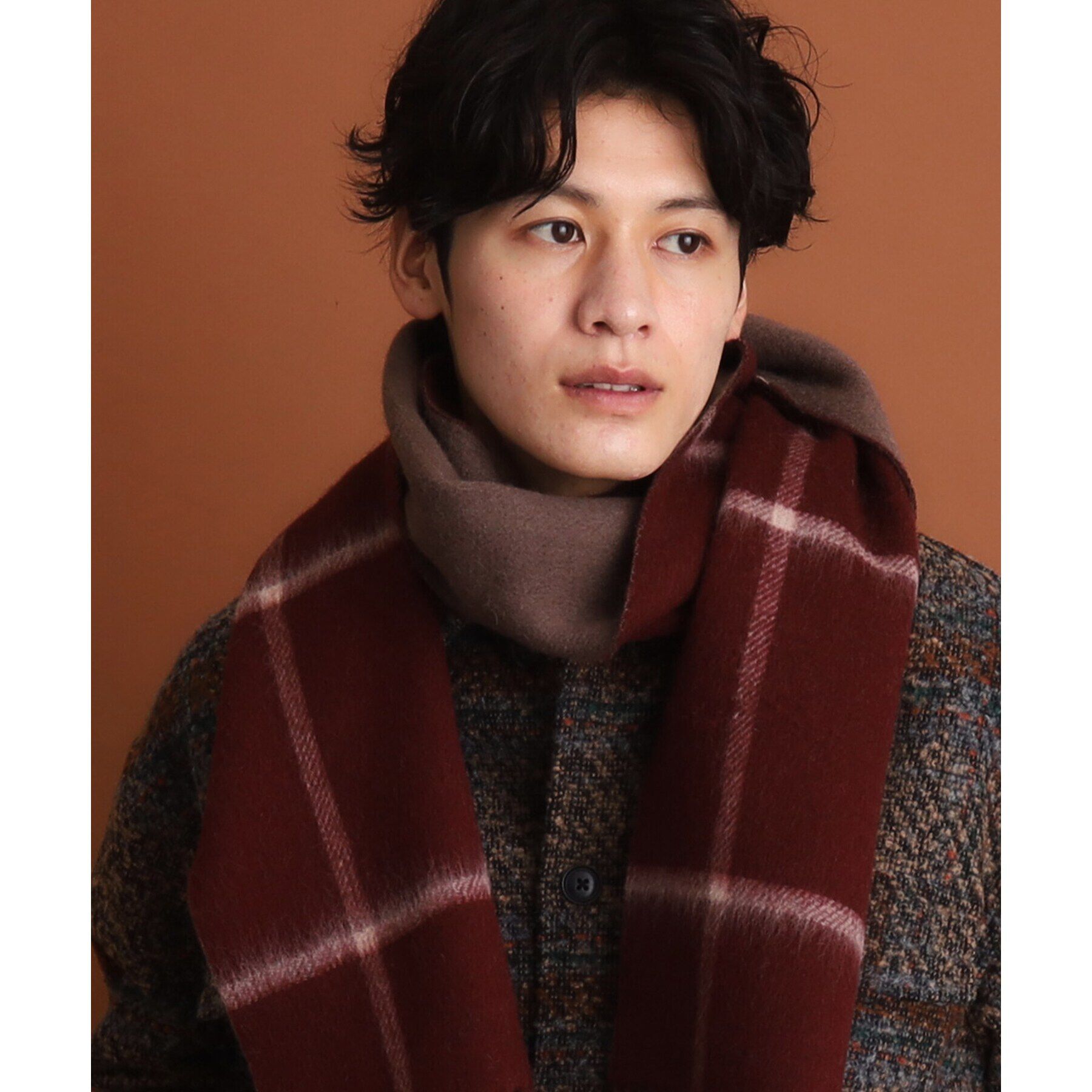 THE SHOP TK「ウールリバーシブルマフラー ビジネス兼用 ／ チェック ／ へリンボン」|ストール|