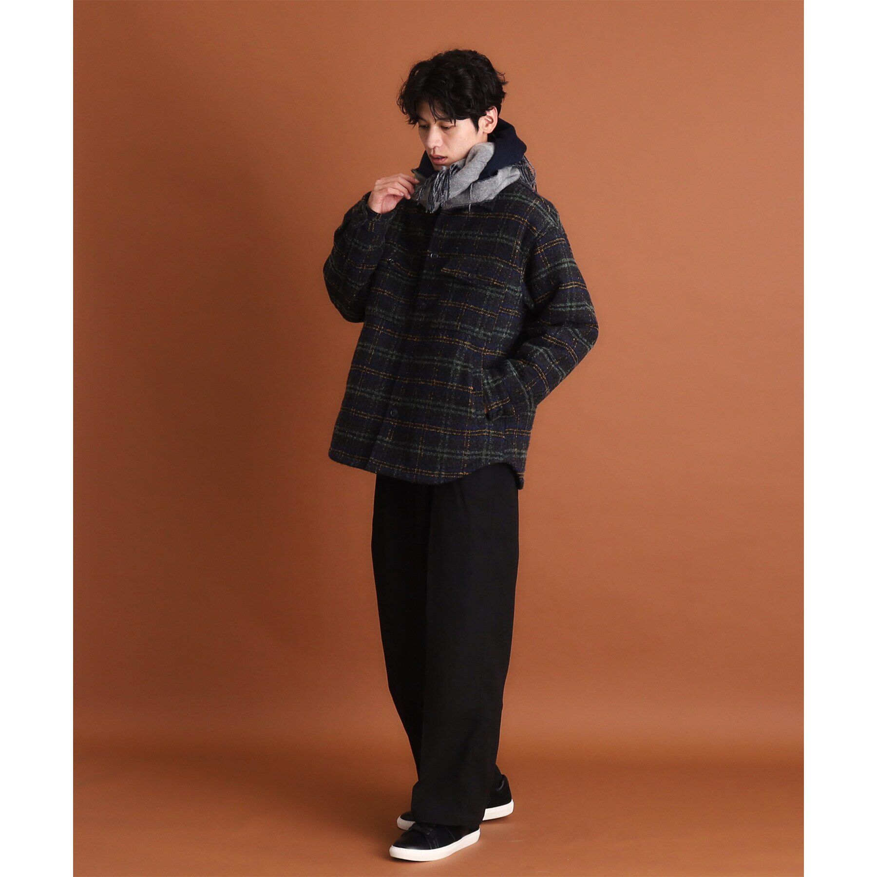 THE SHOP TK「ウールリバーシブルマフラー ビジネス兼用 ／ チェック ／ へリンボン」|ストール|