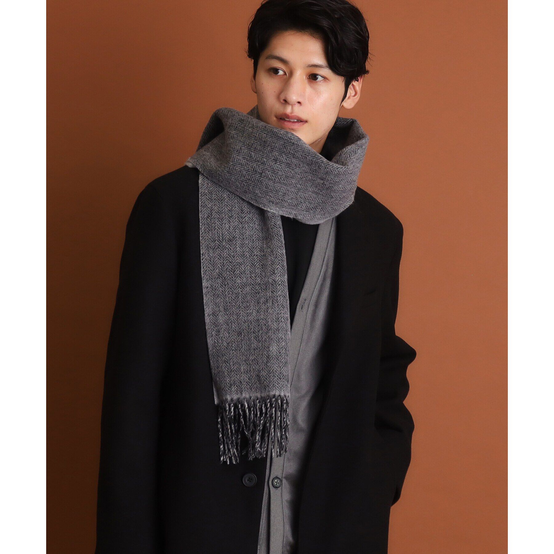 THE SHOP TK「ウールリバーシブルマフラー ビジネス兼用 ／ チェック ／ へリンボン」|ストール|