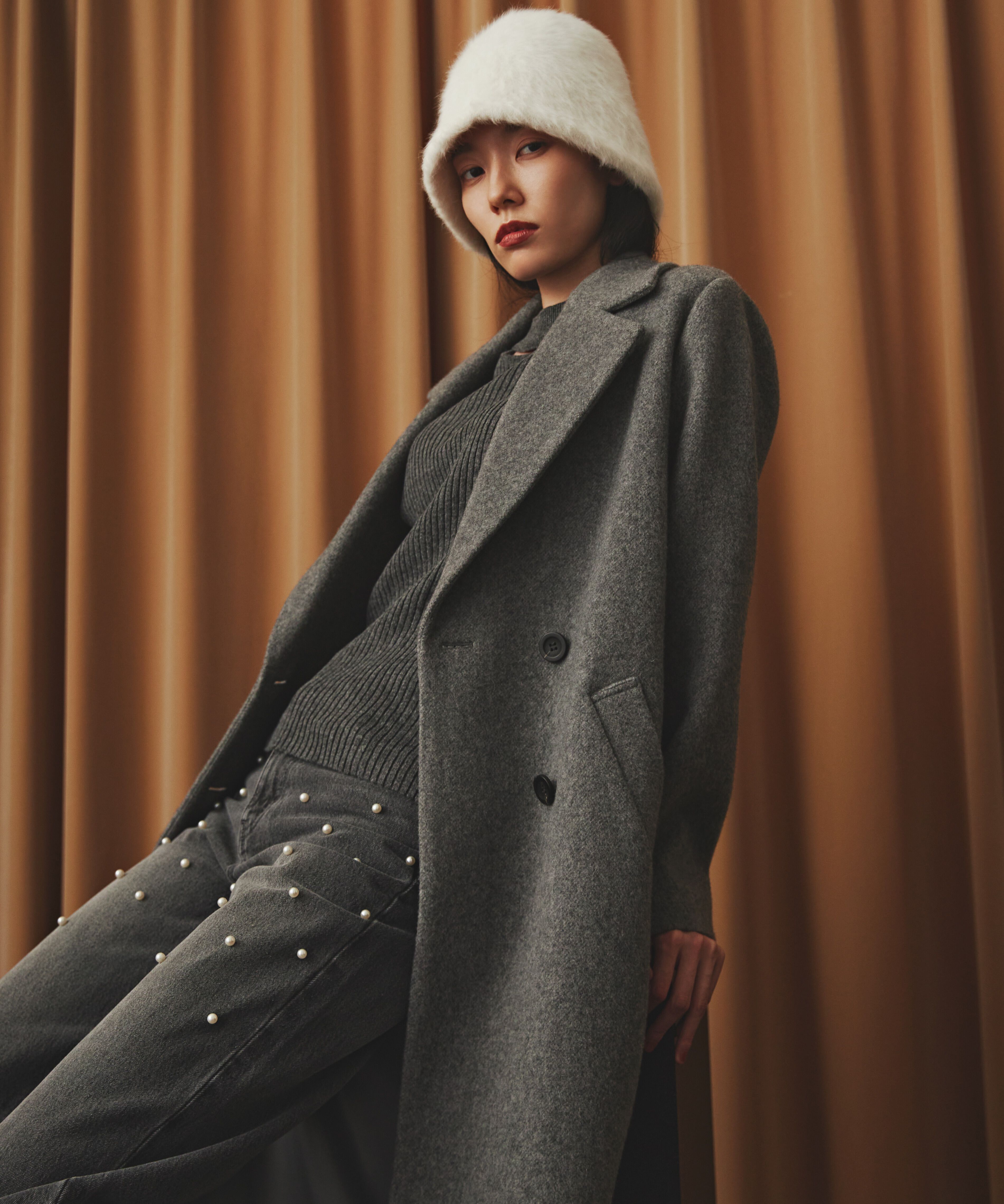  「インペリアルモッサダブルチェスターコート」|その他|杢グレー1