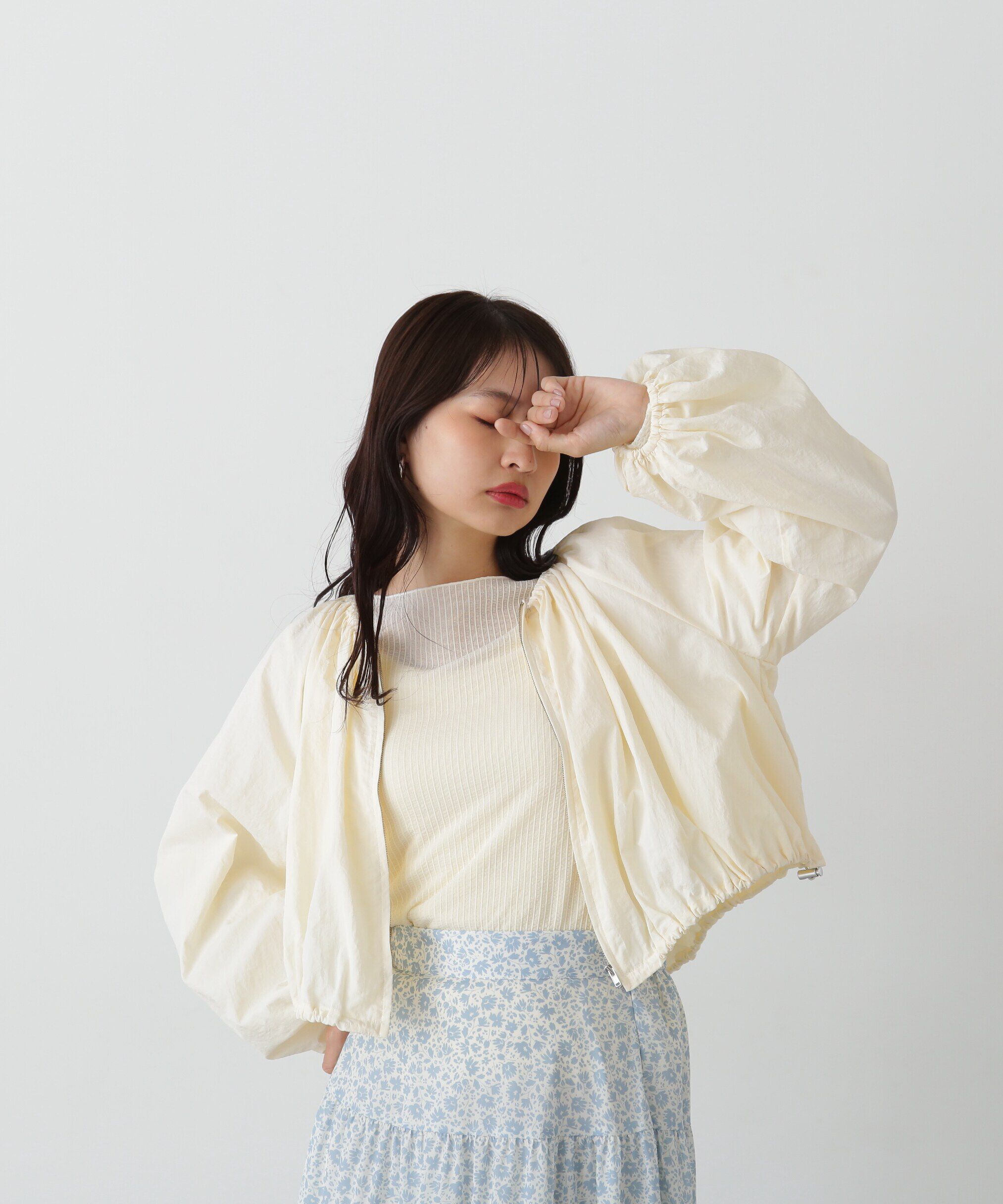  「ギャザーネックショートブルゾン」|ブルゾン・スタジャン|