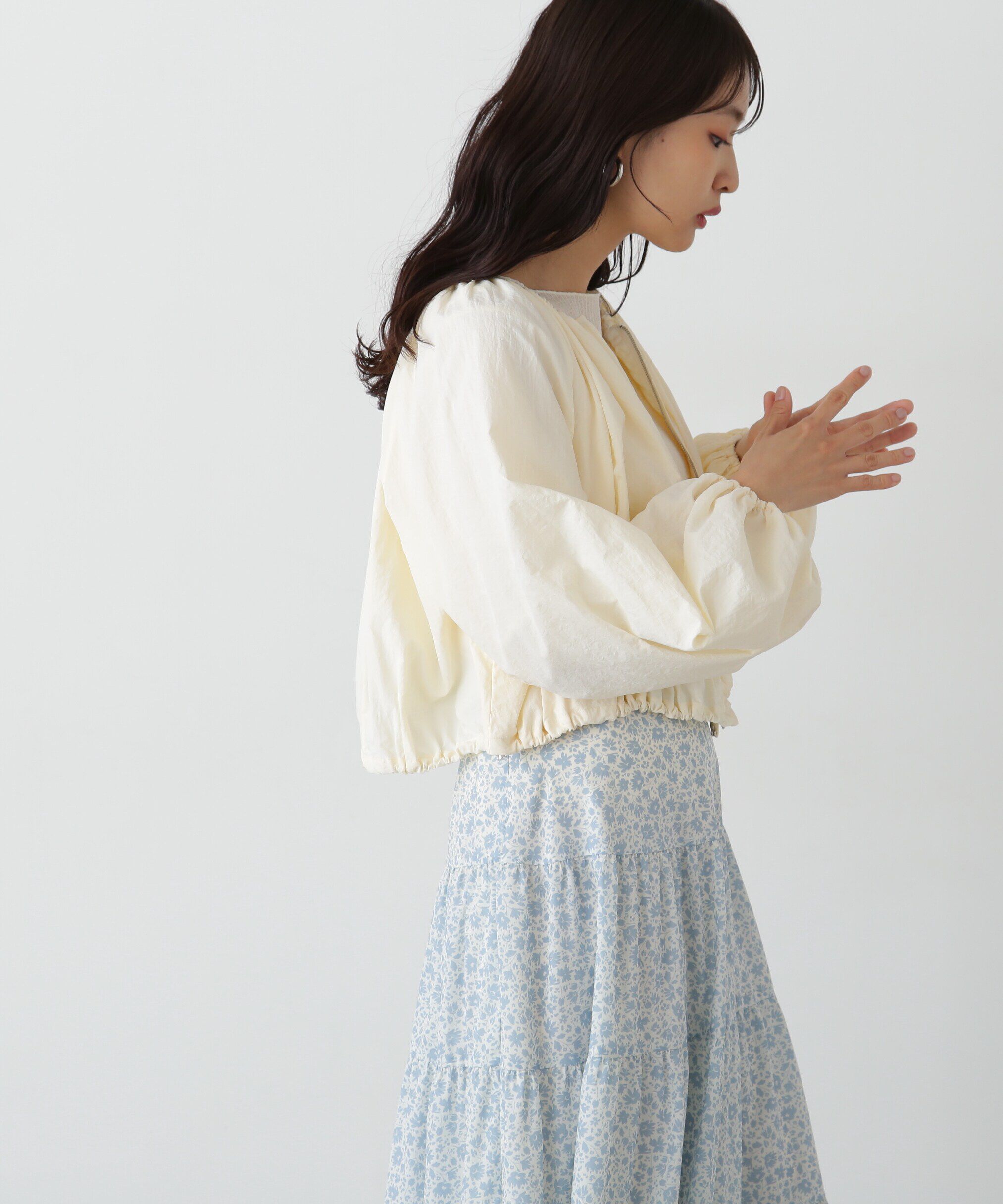  「ギャザーネックショートブルゾン」|ブルゾン・スタジャン|