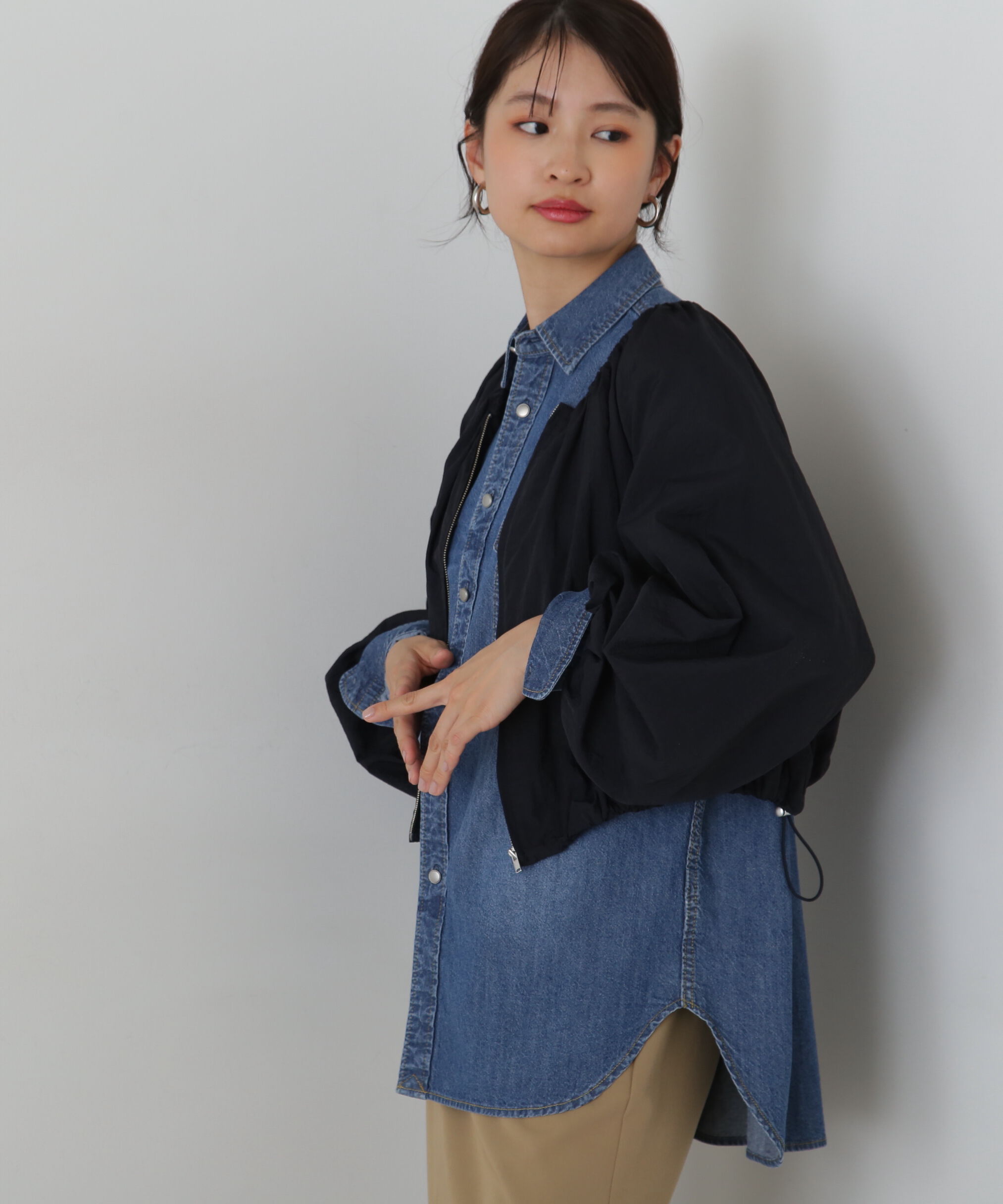  「ギャザーネックショートブルゾン」|ブルゾン・スタジャン|