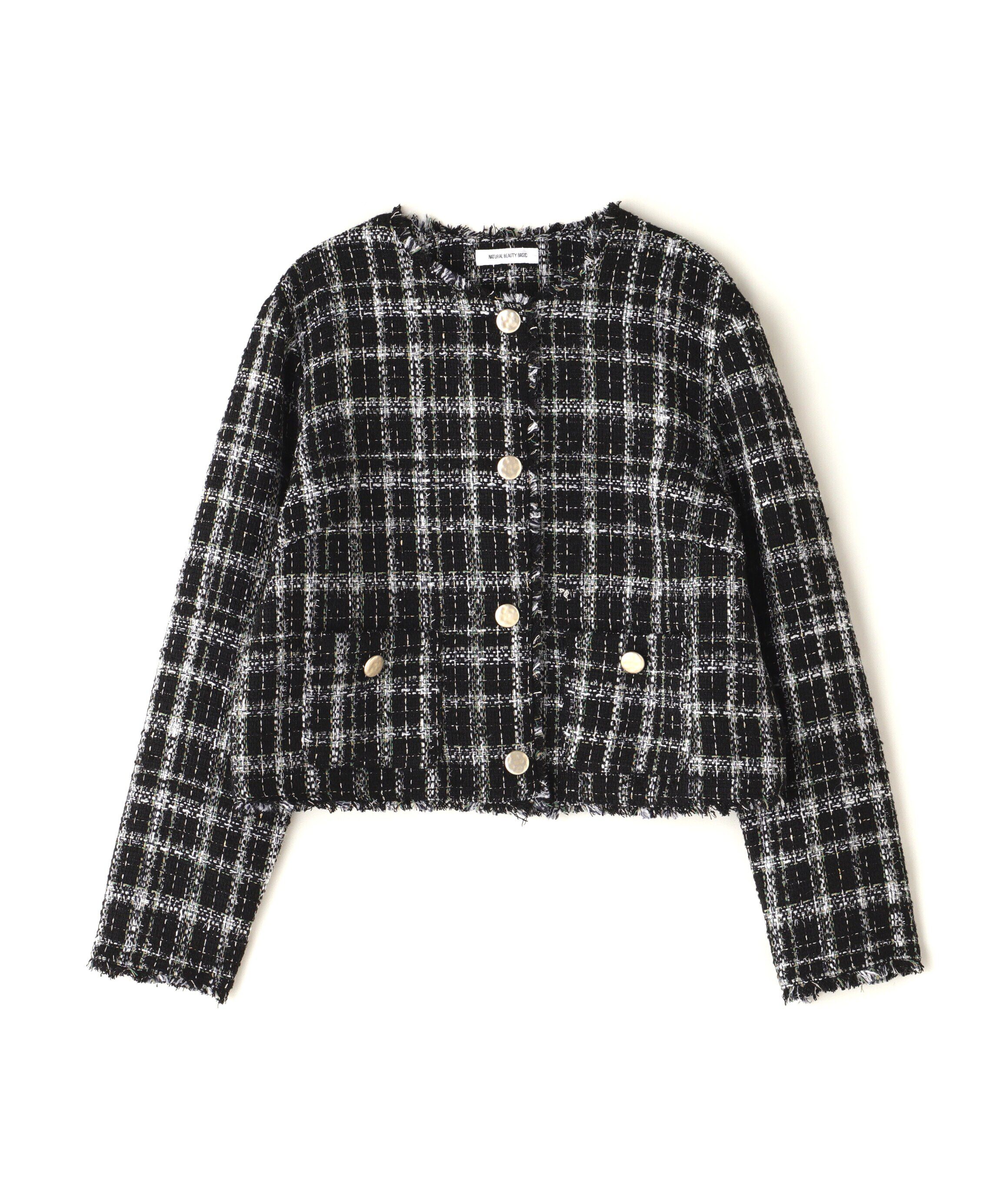  「ノーカラーツイードジャケット　24AW」|ブルゾン・スタジャン|