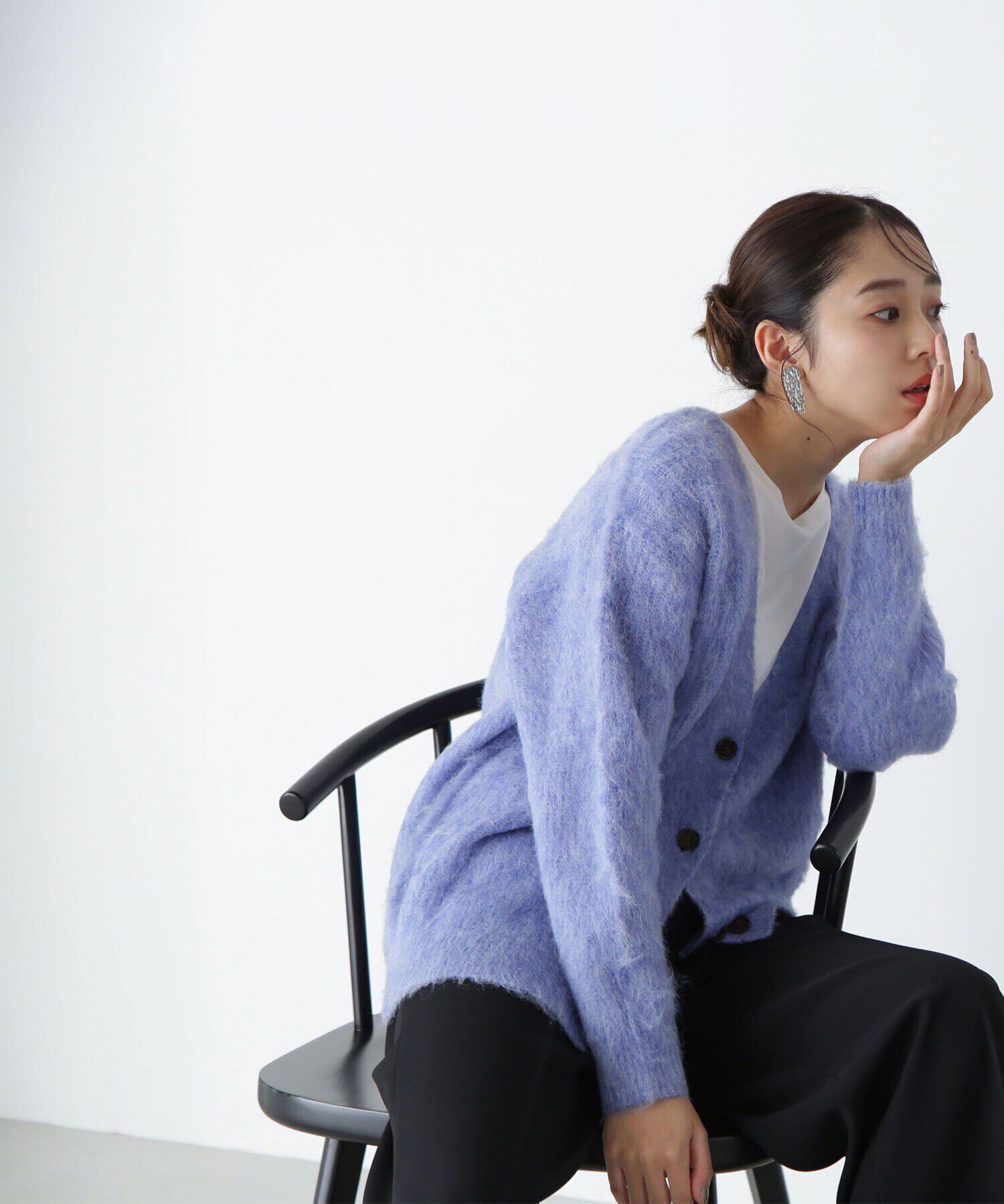  「＜起毛ニットシリーズ＞Ｖネックカーディガン　24AW」|ニット・セーター|ブルー