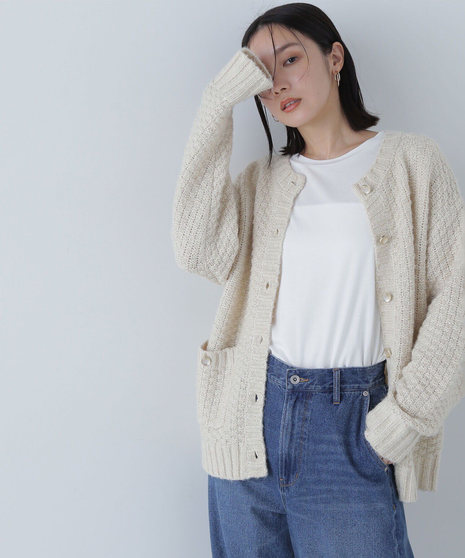  「ツイーディーボクシーカーディガン　24AW」|ニット・セーター|オフ系2