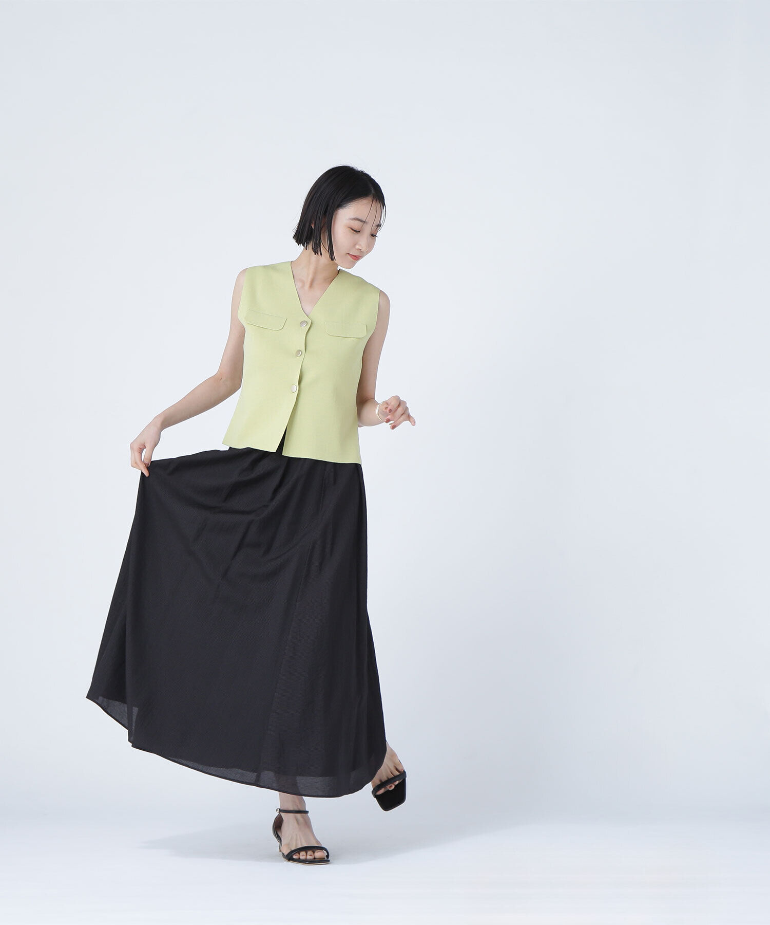  「マイクロギンガムフレアスカート」|スカート|