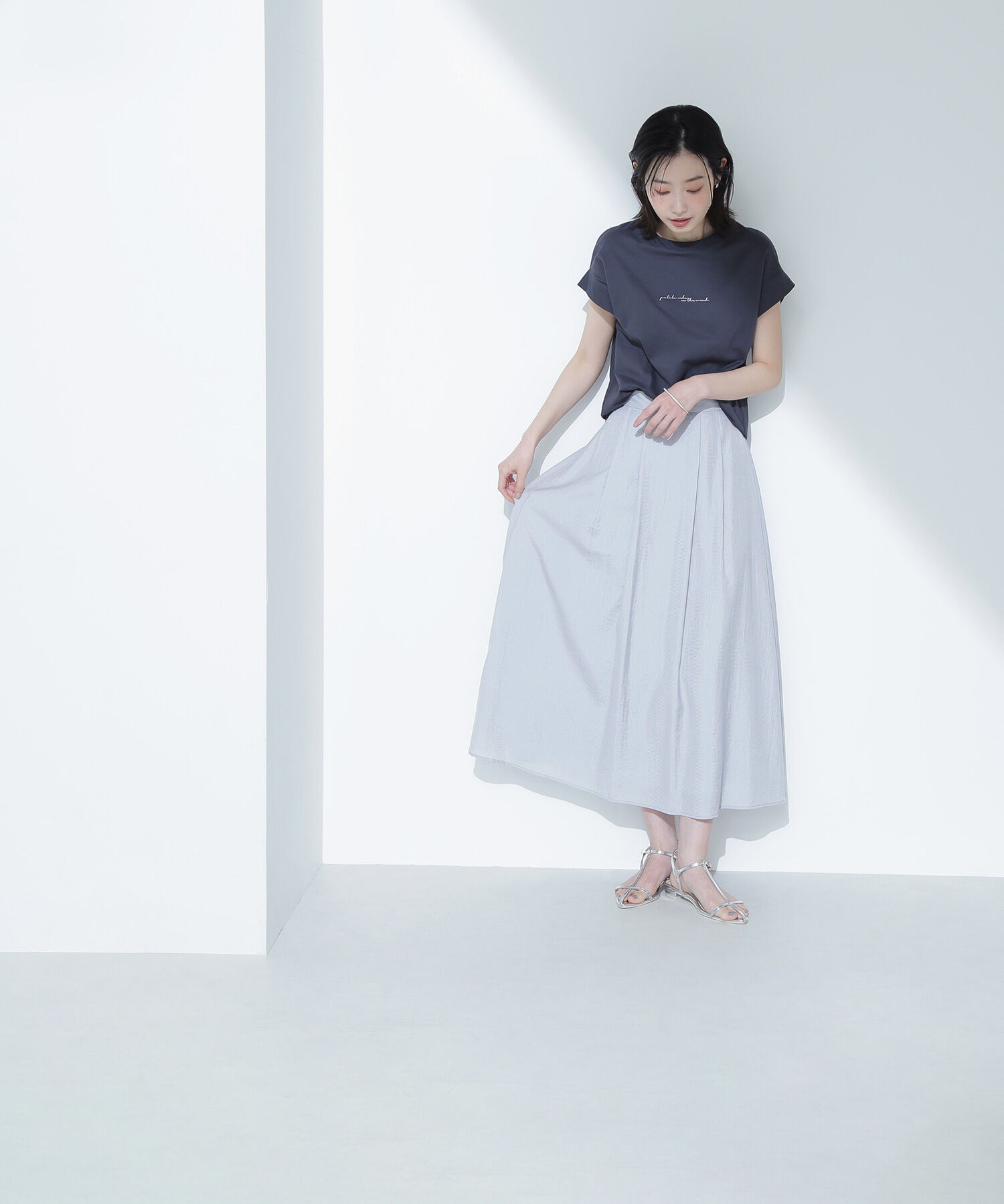  「マイクロギンガムフレアスカート」|スカート|