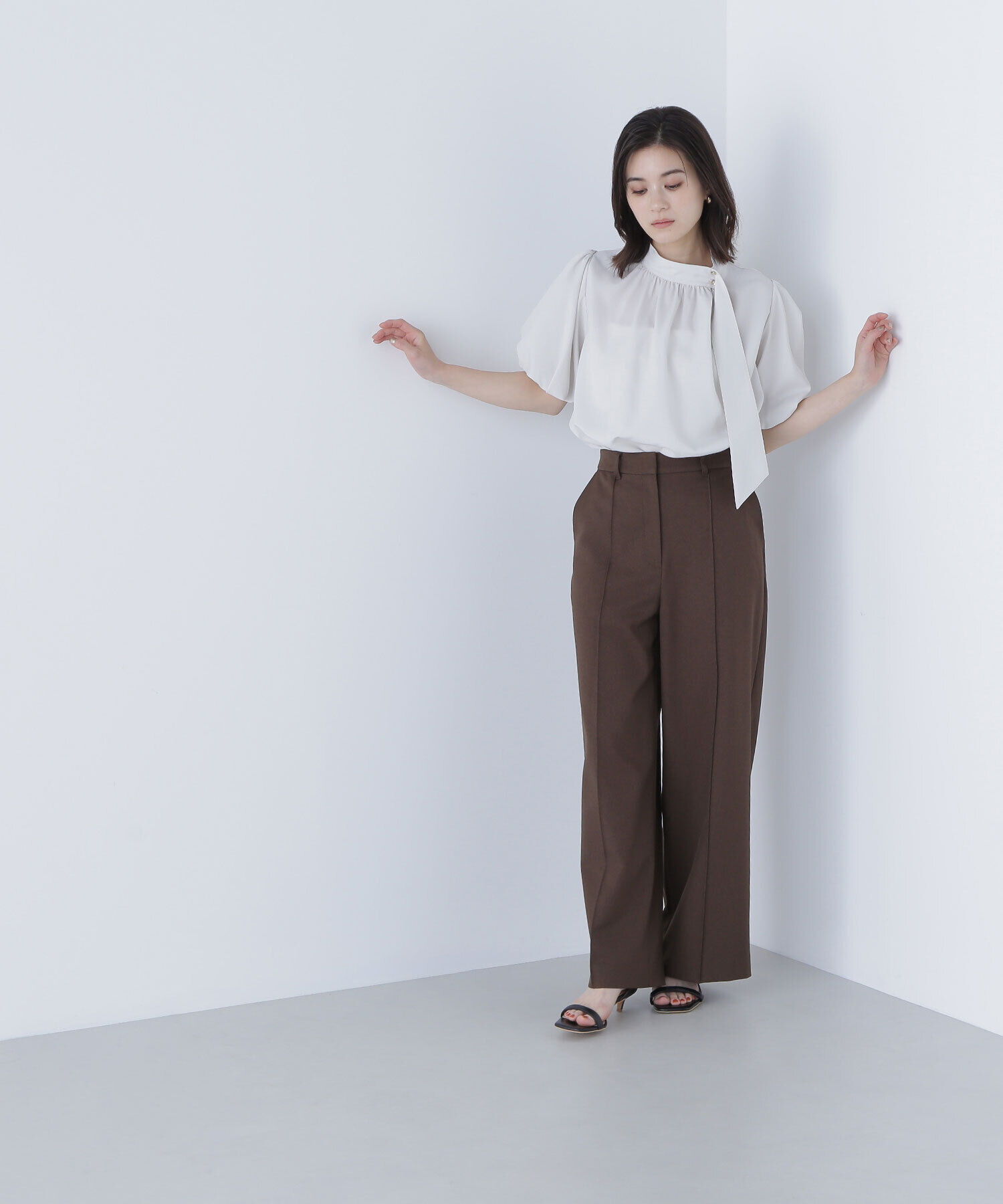  「リネンライクサイドタイブラウス」|シャツ・ブラウス|