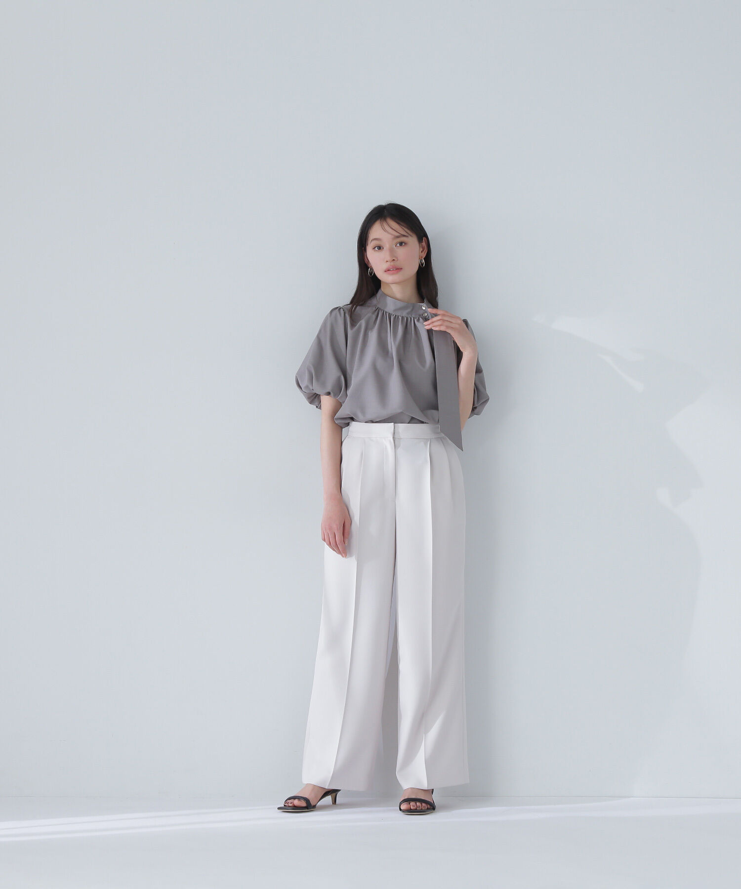  「リネンライクサイドタイブラウス」|シャツ・ブラウス|