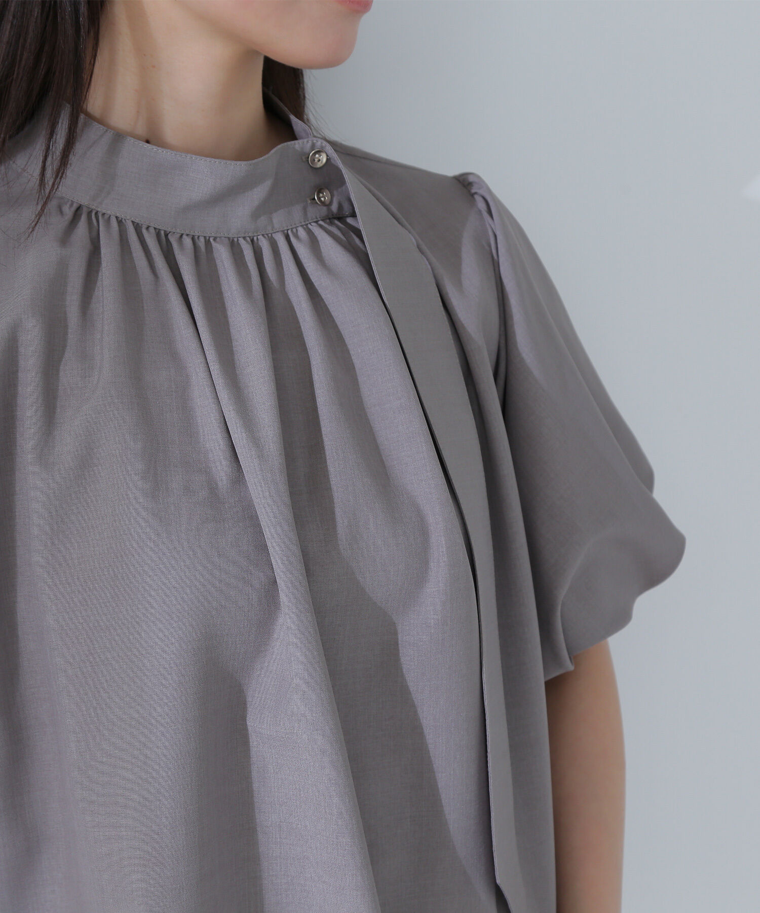  「リネンライクサイドタイブラウス」|シャツ・ブラウス|