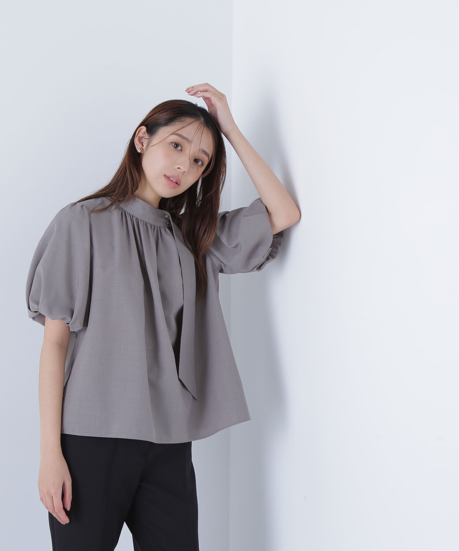  「リネンライクサイドタイブラウス」|シャツ・ブラウス|
