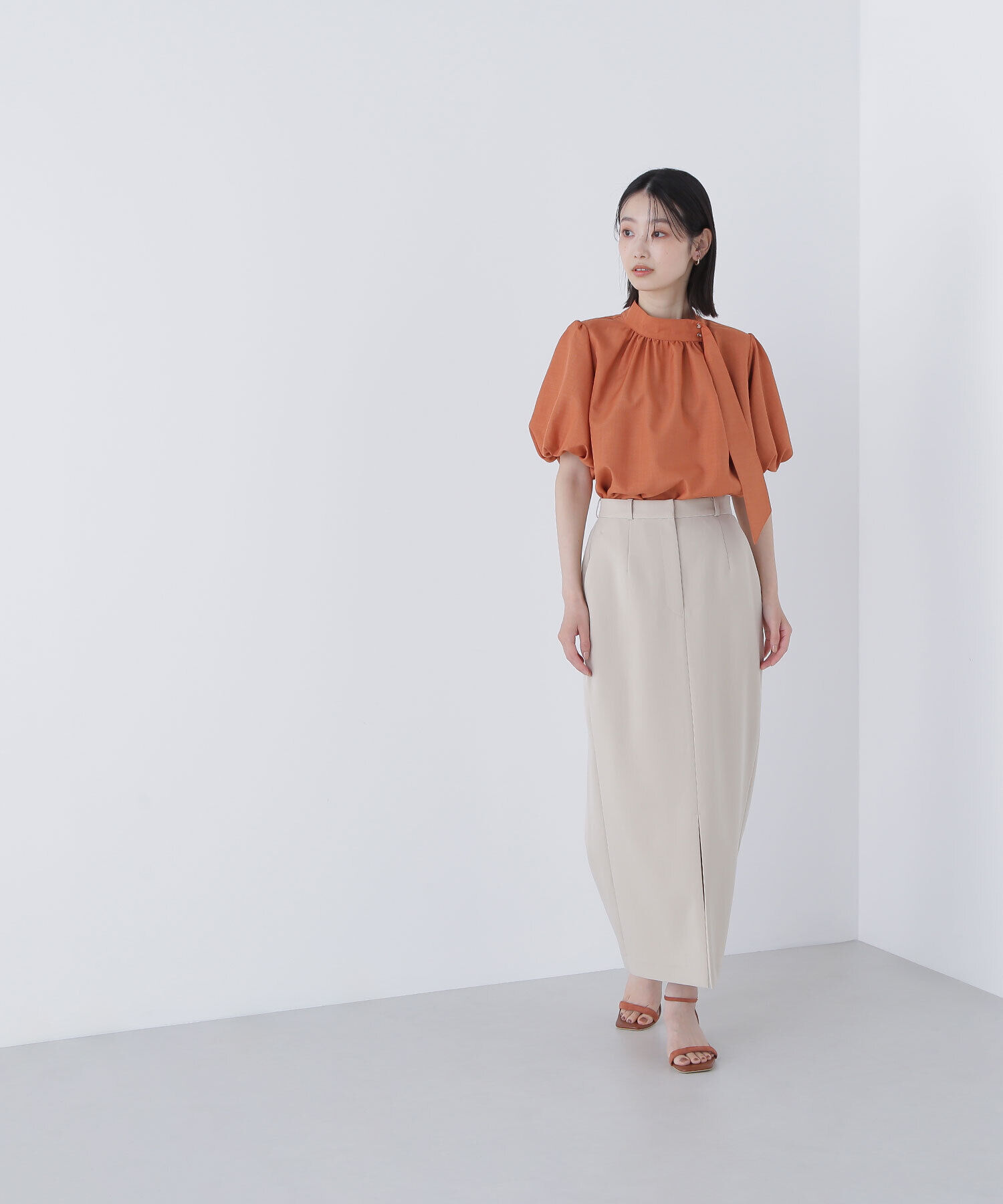  「リネンライクサイドタイブラウス」|シャツ・ブラウス|