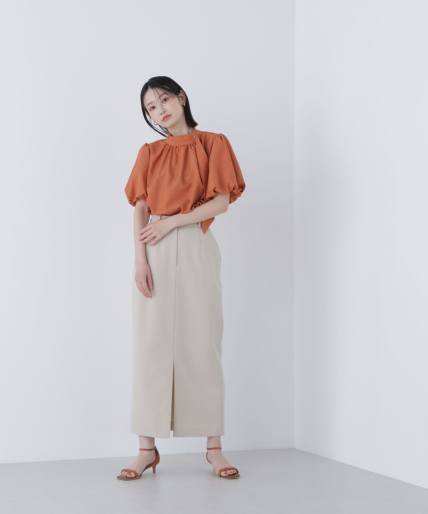  「リネンライクサイドタイブラウス」|シャツ・ブラウス|