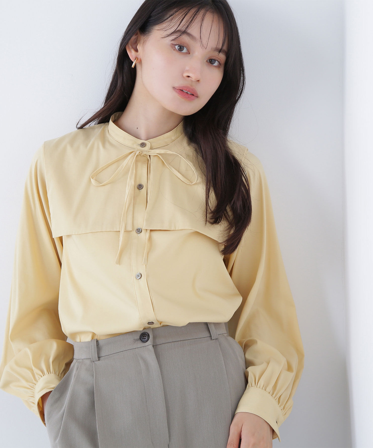  「スクエアカラーブラウス」|シャツ・ブラウス|イエロー