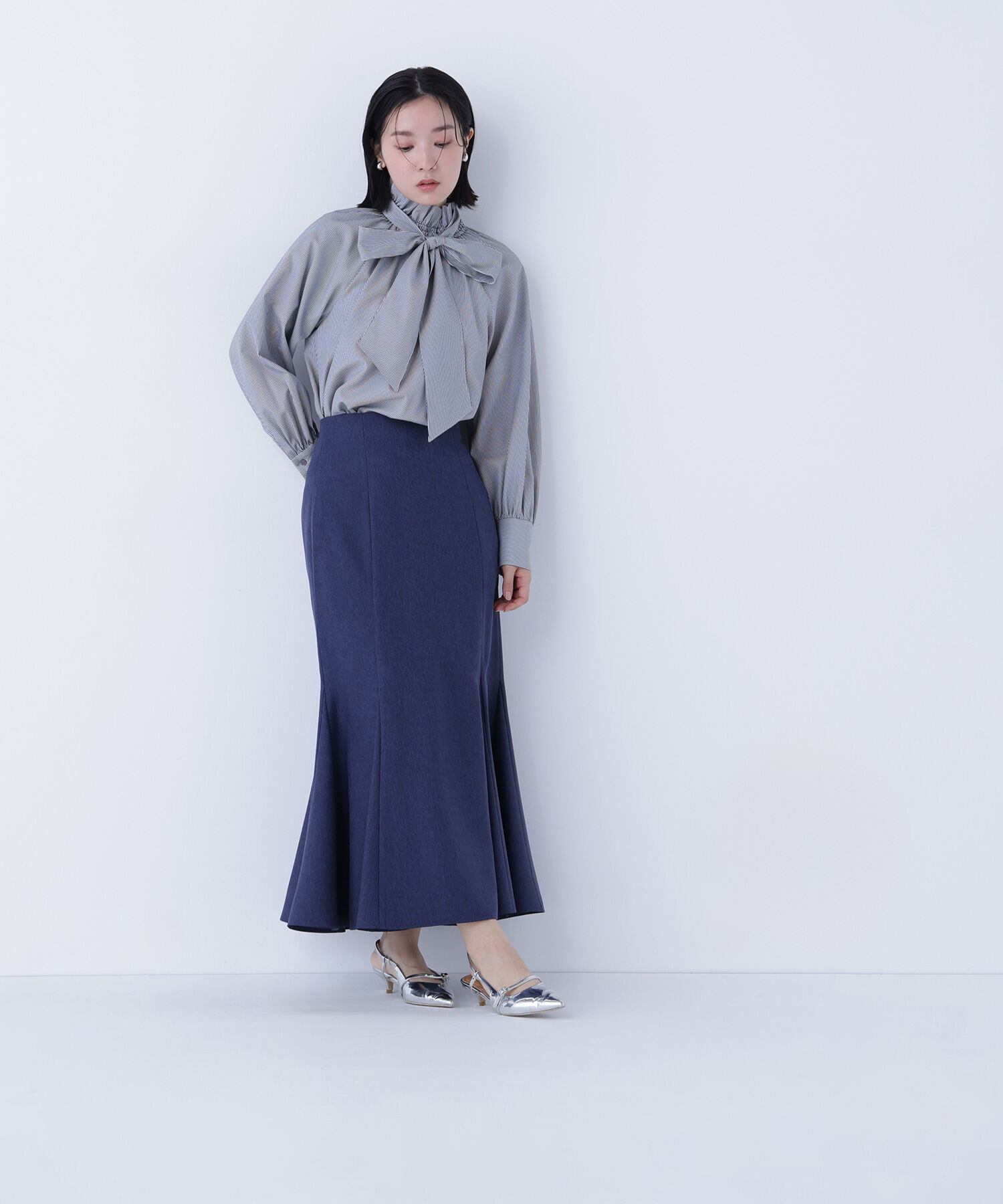  「ハイネックリボンボウブラウス」|シャツ・ブラウス|