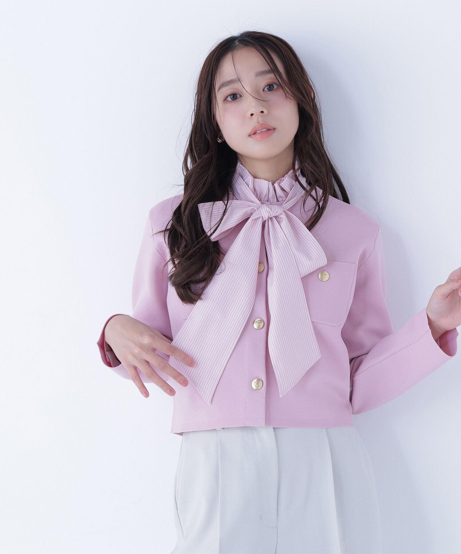  「ハイネックリボンボウブラウス」|シャツ・ブラウス|