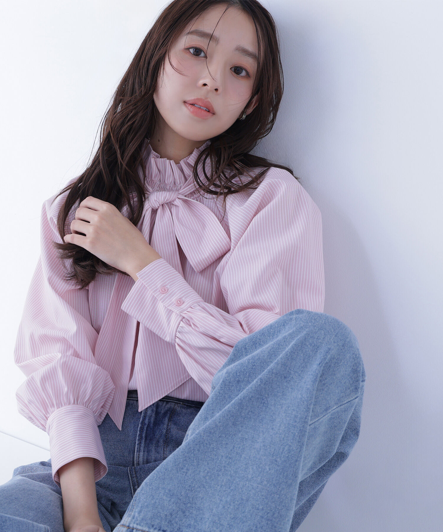  「ハイネックリボンボウブラウス」|シャツ・ブラウス|