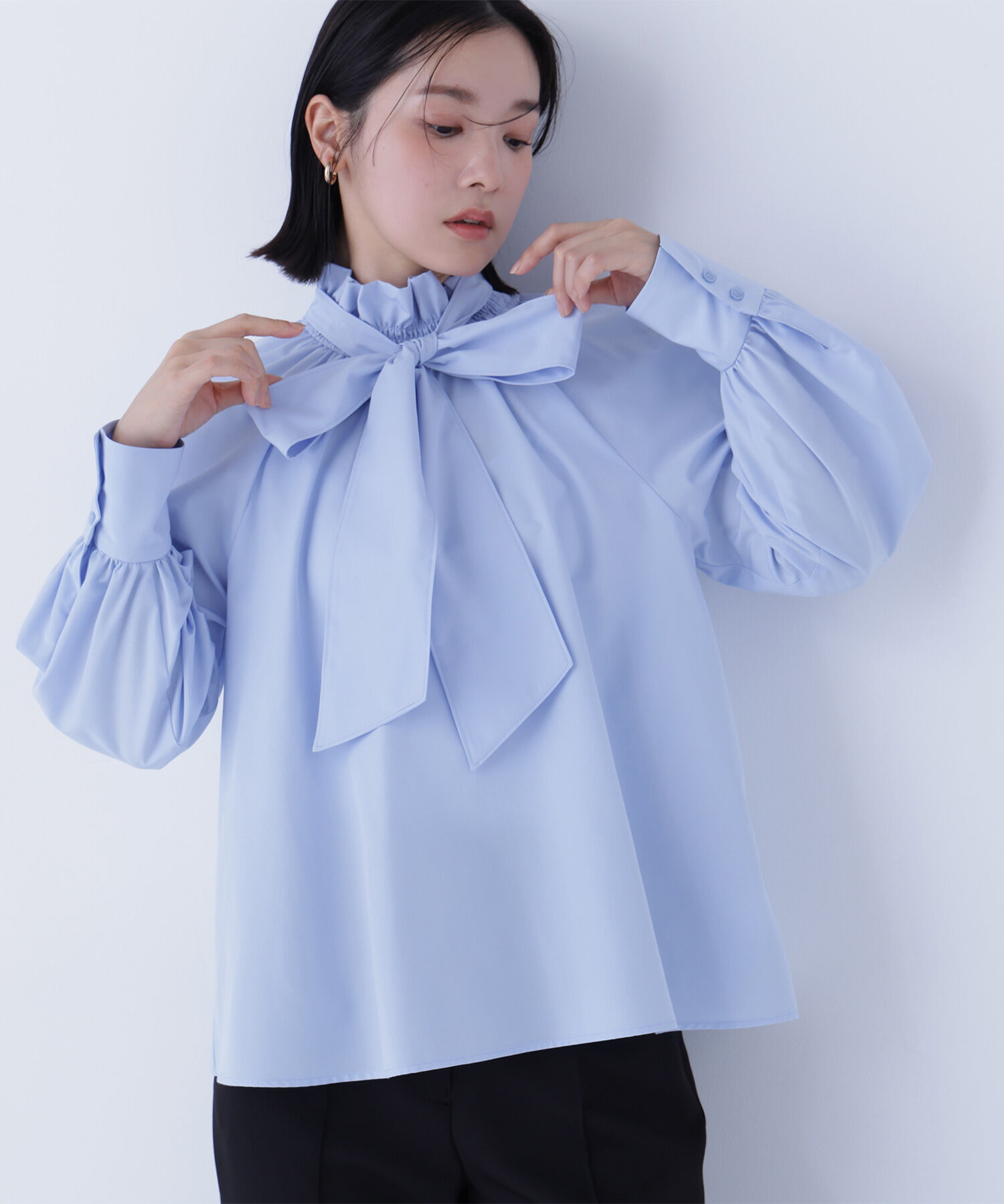  「ハイネックリボンボウブラウス」|シャツ・ブラウス|