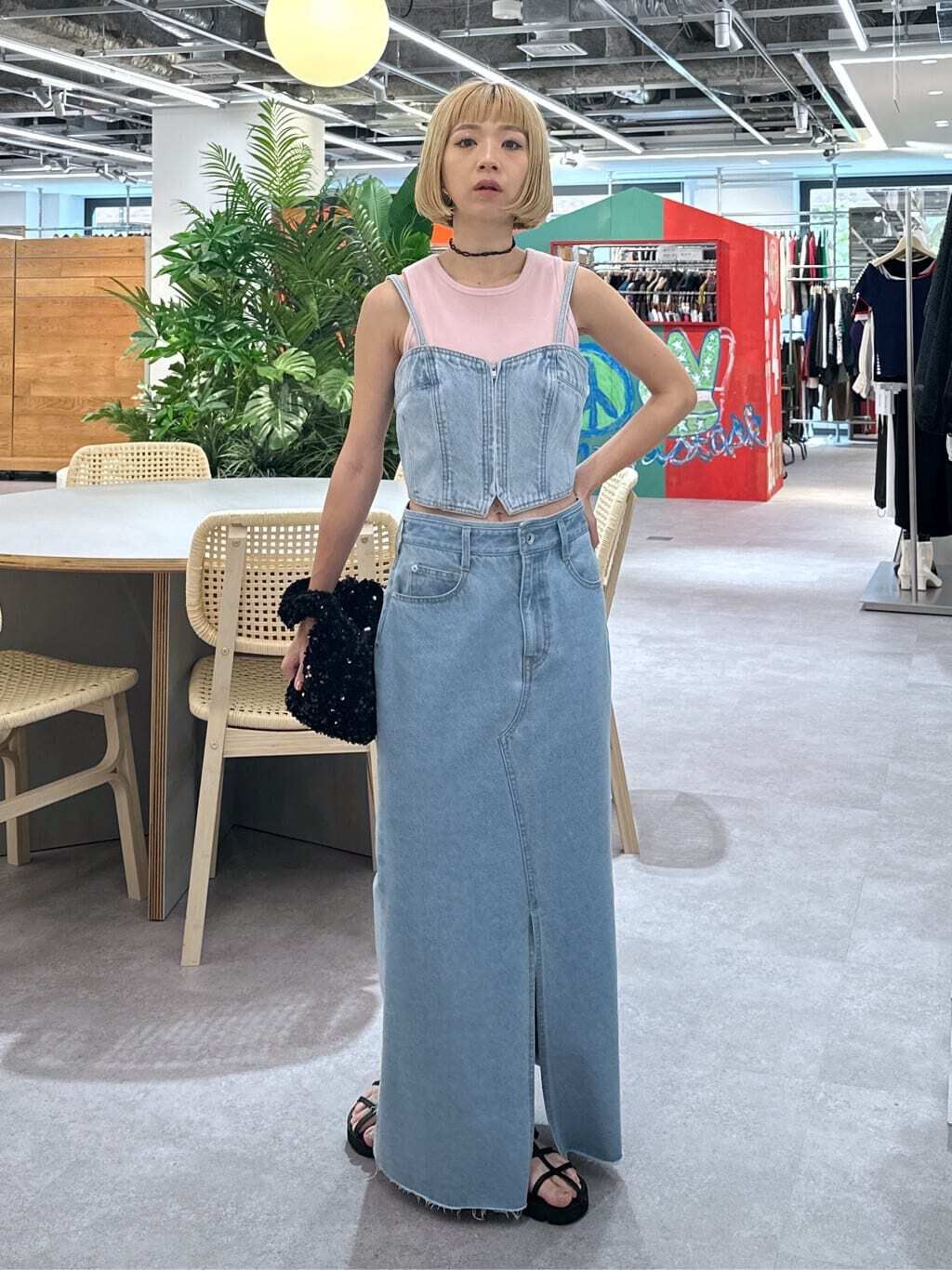  「カップ付きアメスリショート丈タンクトップ」|Tシャツ・カットソー|