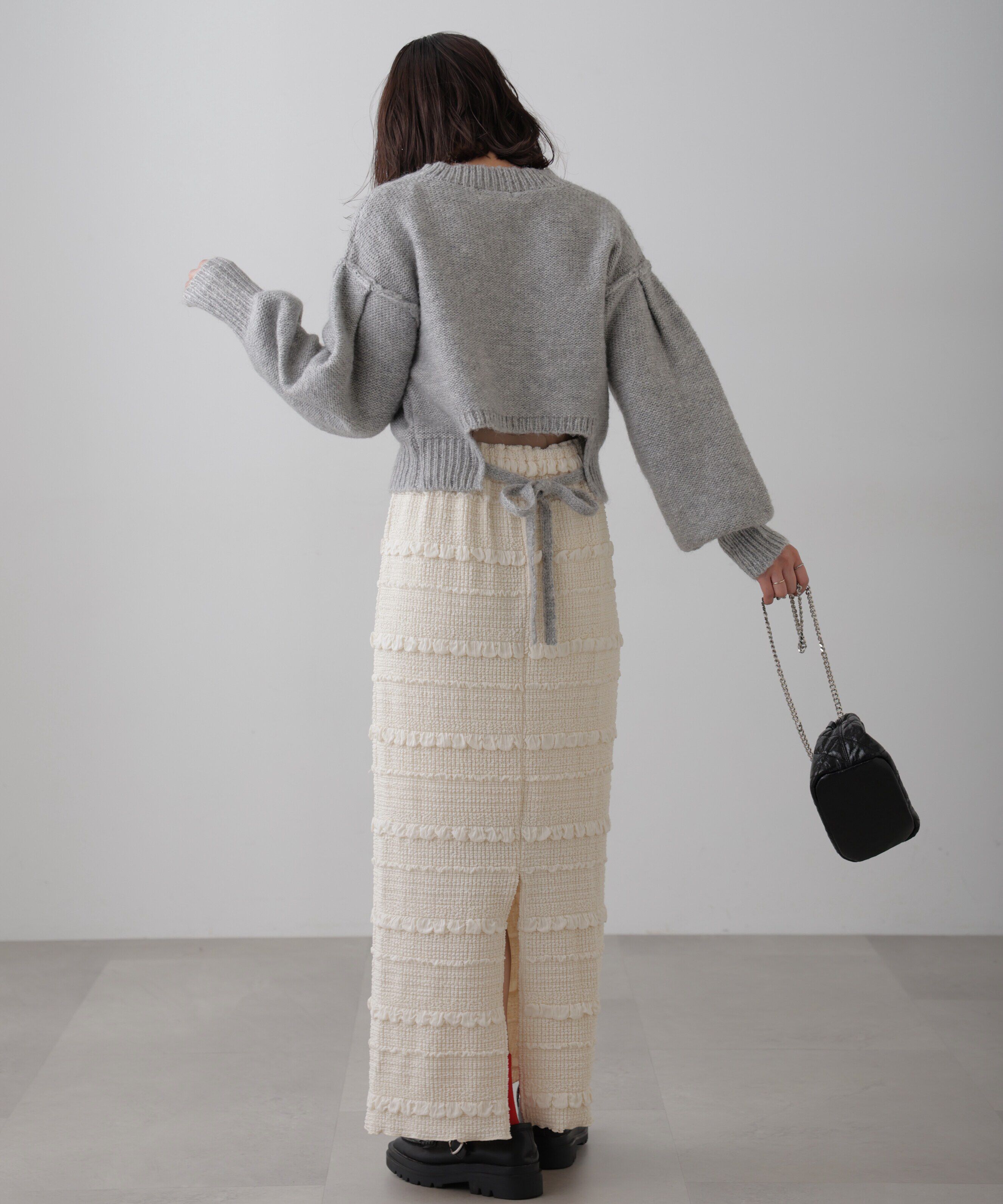  「バックリボンショート丈ニット」|ニット・セーター|