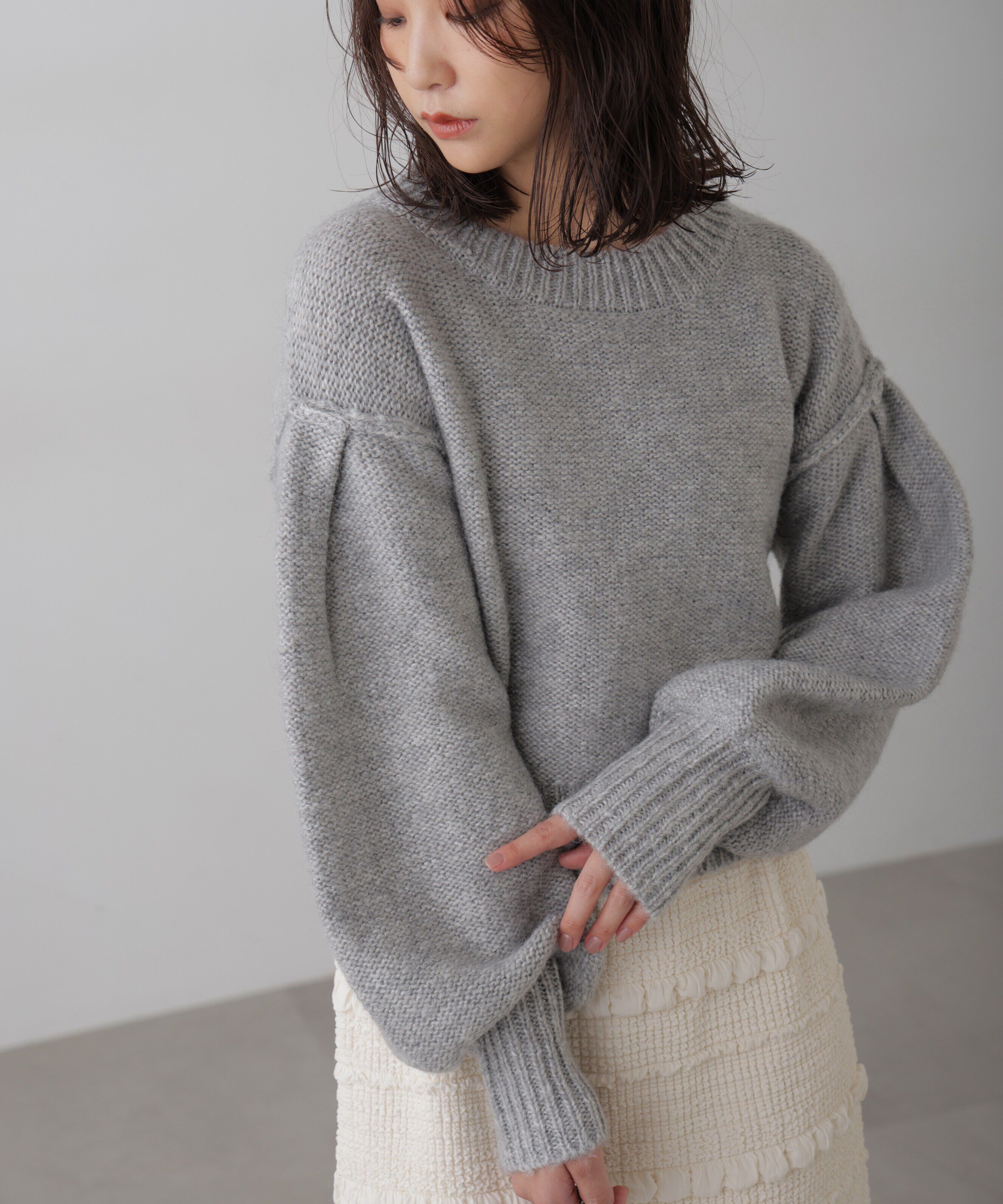  「バックリボンショート丈ニット」|ニット・セーター|