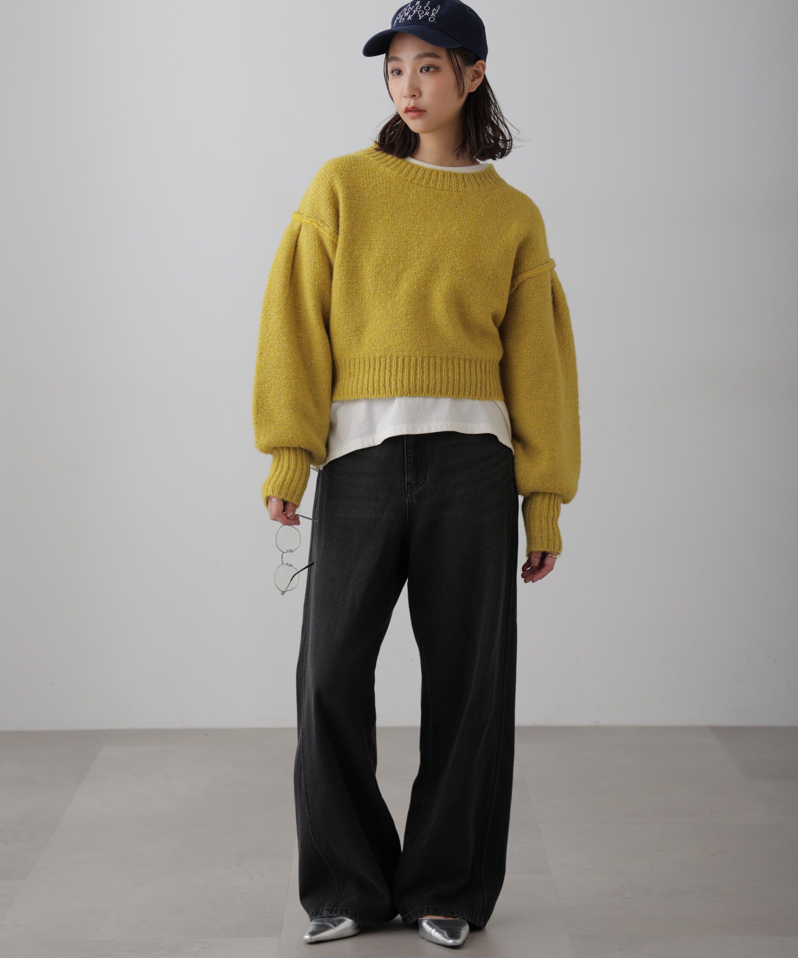  「バックリボンショート丈ニット」|ニット・セーター|