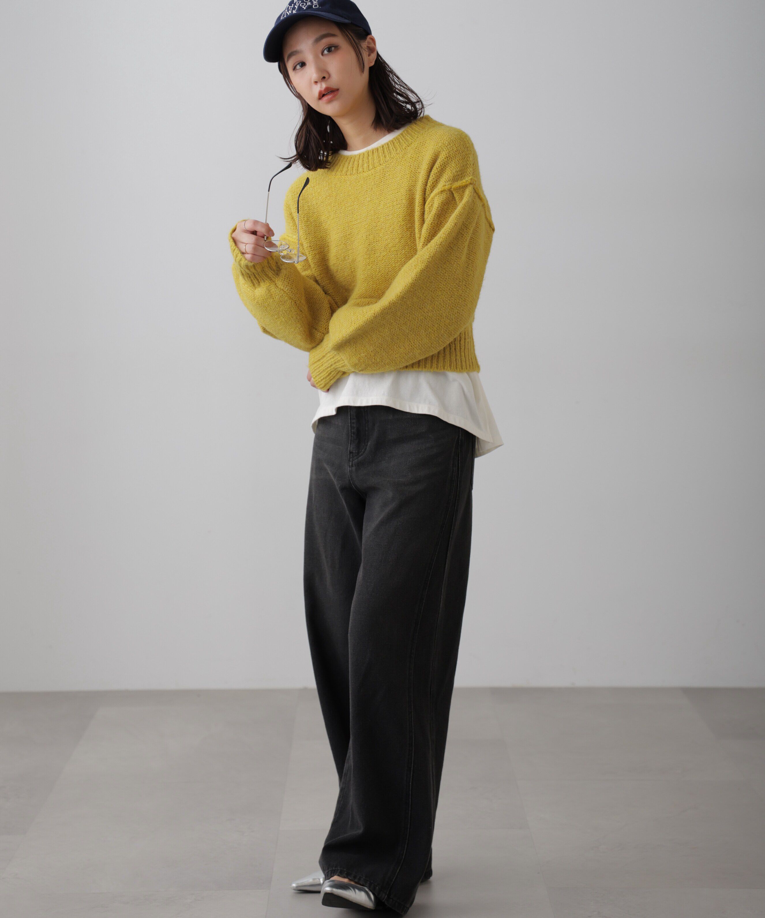  「バックリボンショート丈ニット」|ニット・セーター|