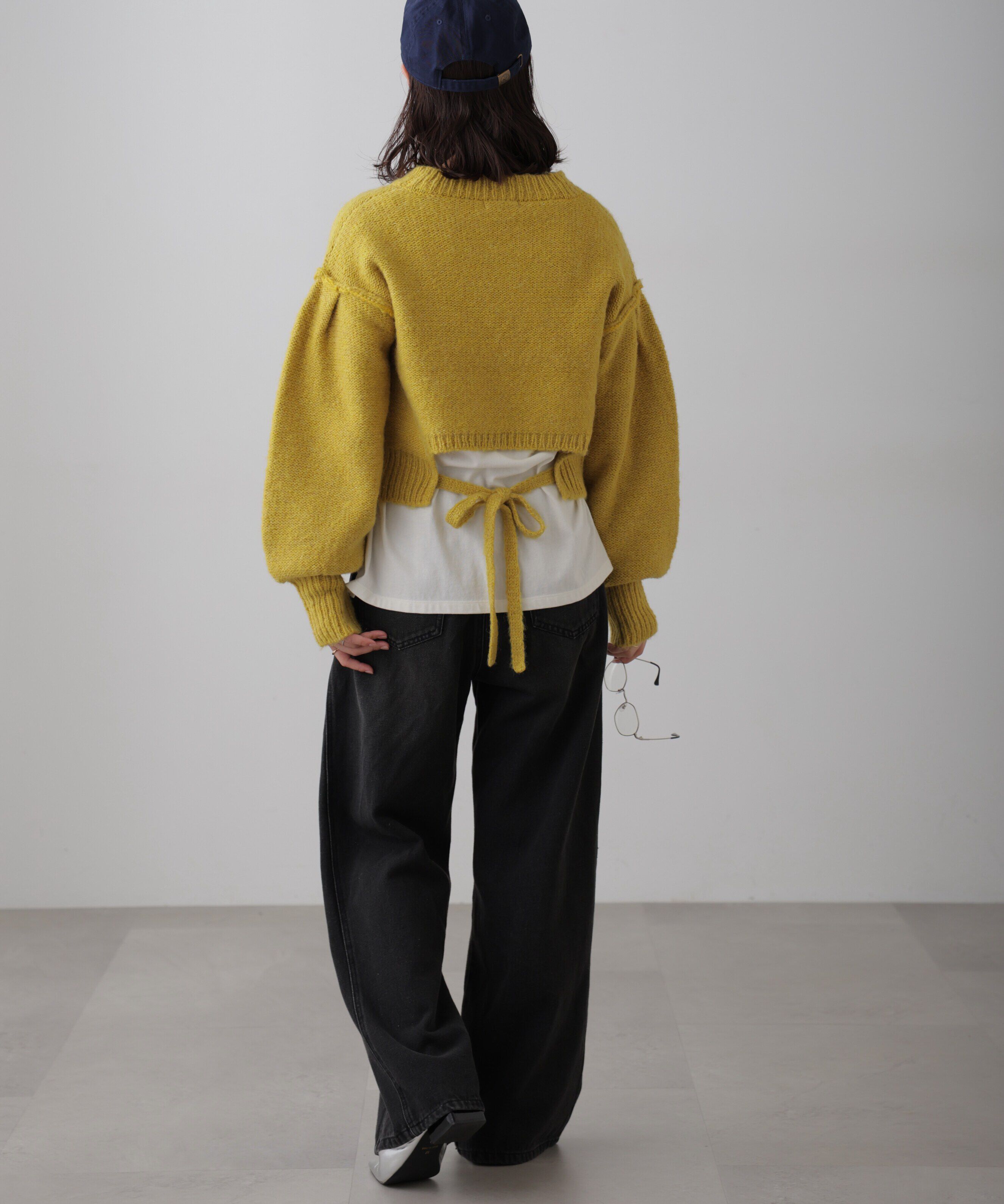  「バックリボンショート丈ニット」|ニット・セーター|