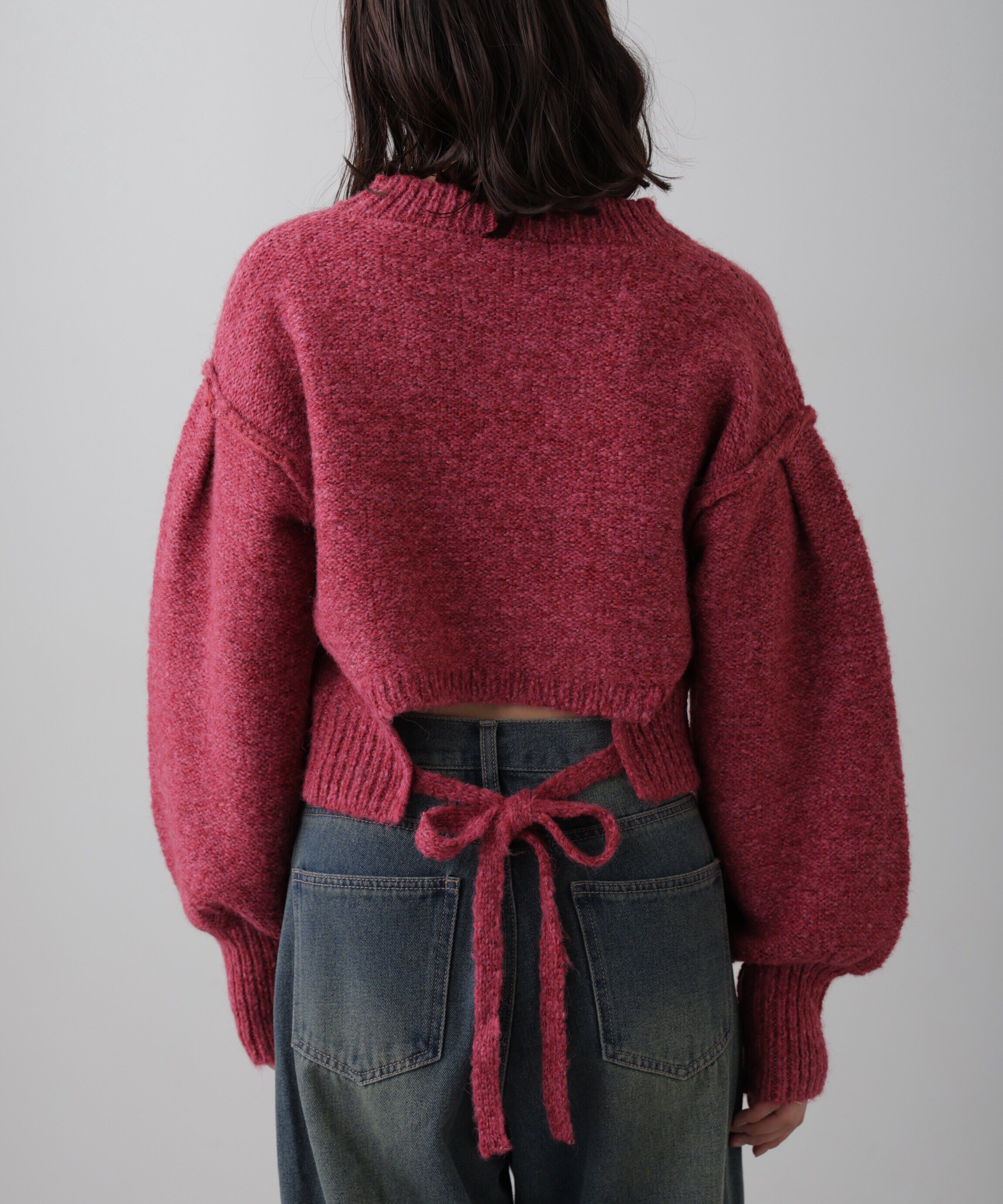  「バックリボンショート丈ニット」|ニット・セーター|