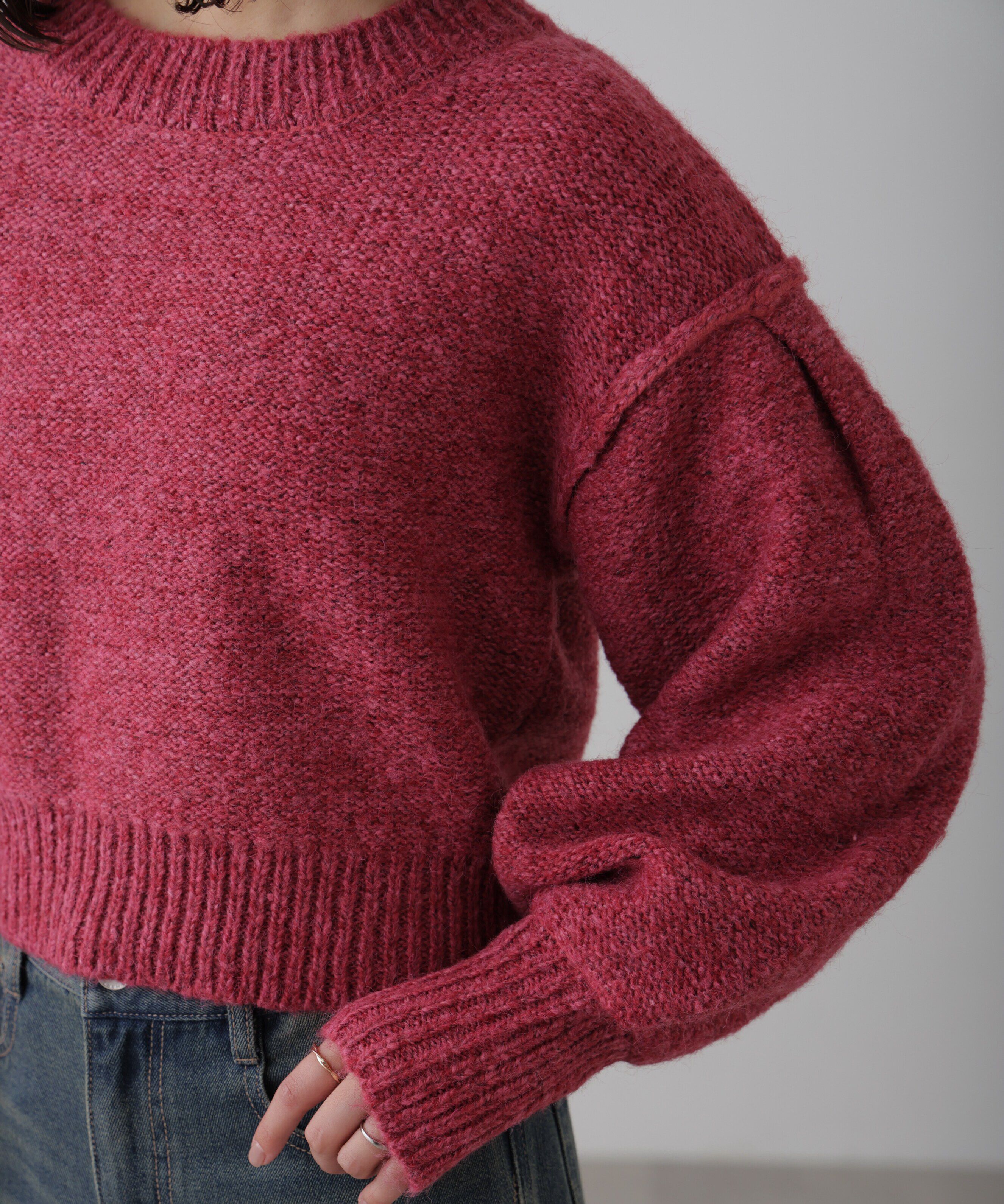  「バックリボンショート丈ニット」|ニット・セーター|