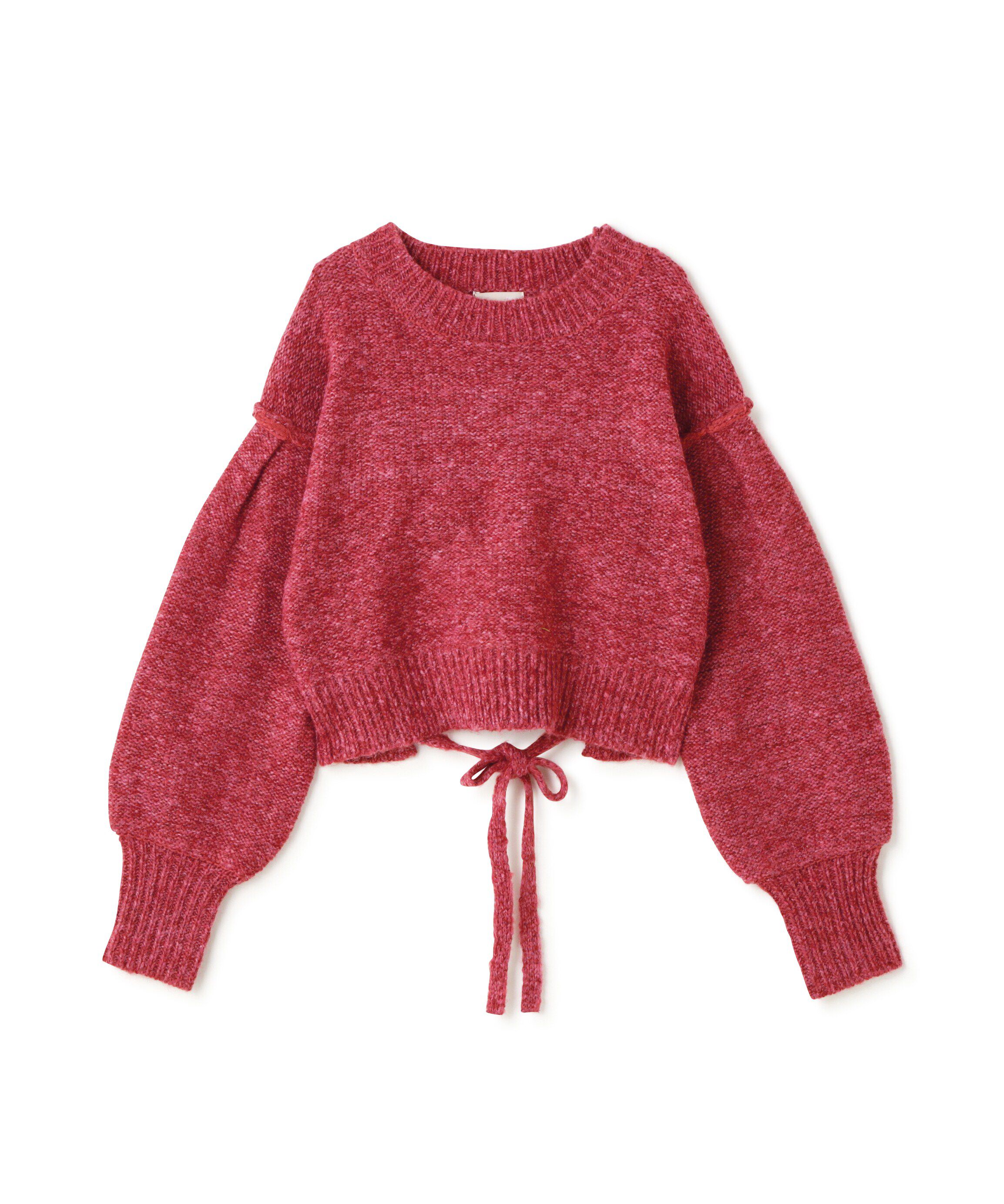  「バックリボンショート丈ニット」|ニット・セーター|