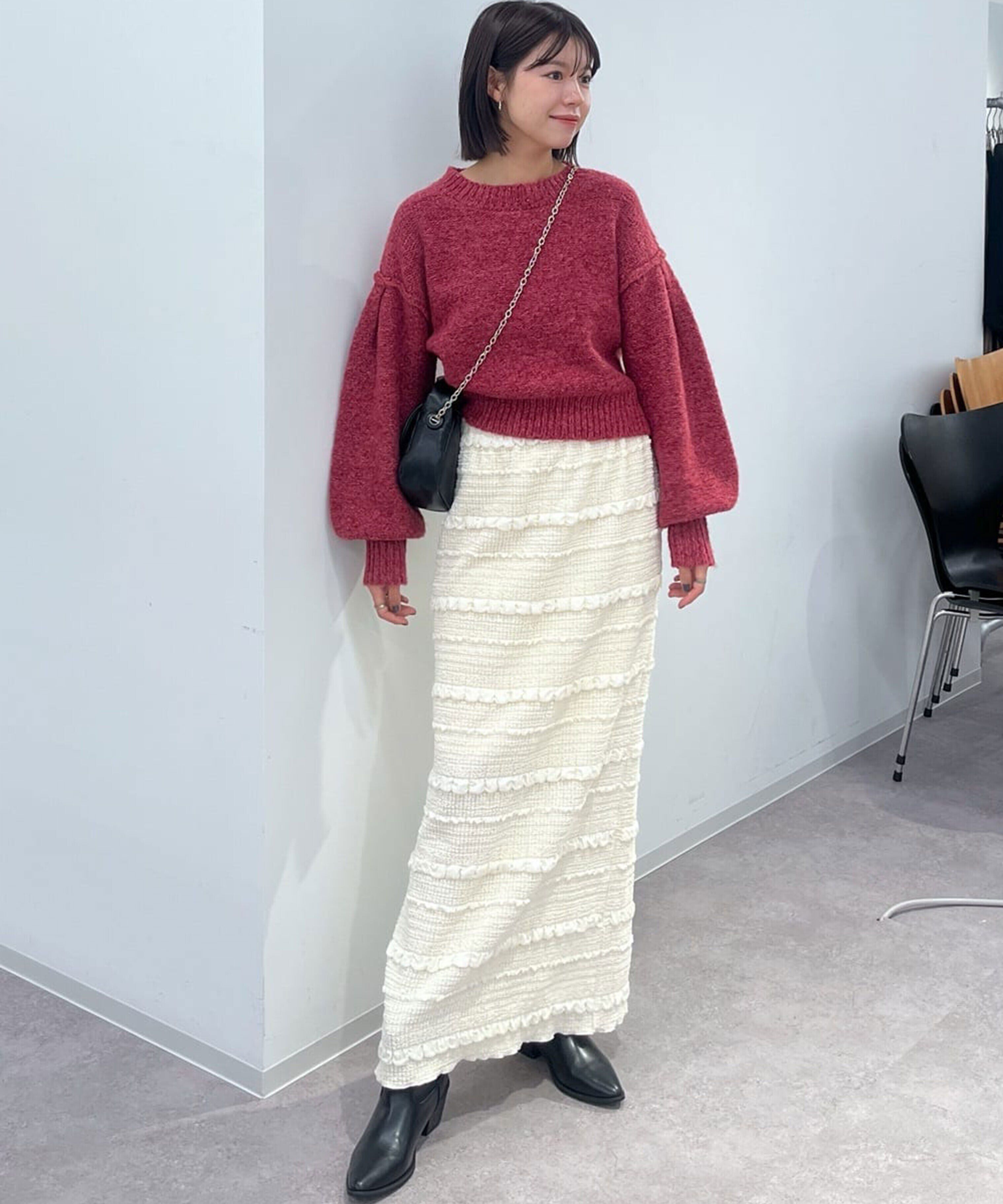  「バックリボンショート丈ニット」|ニット・セーター|