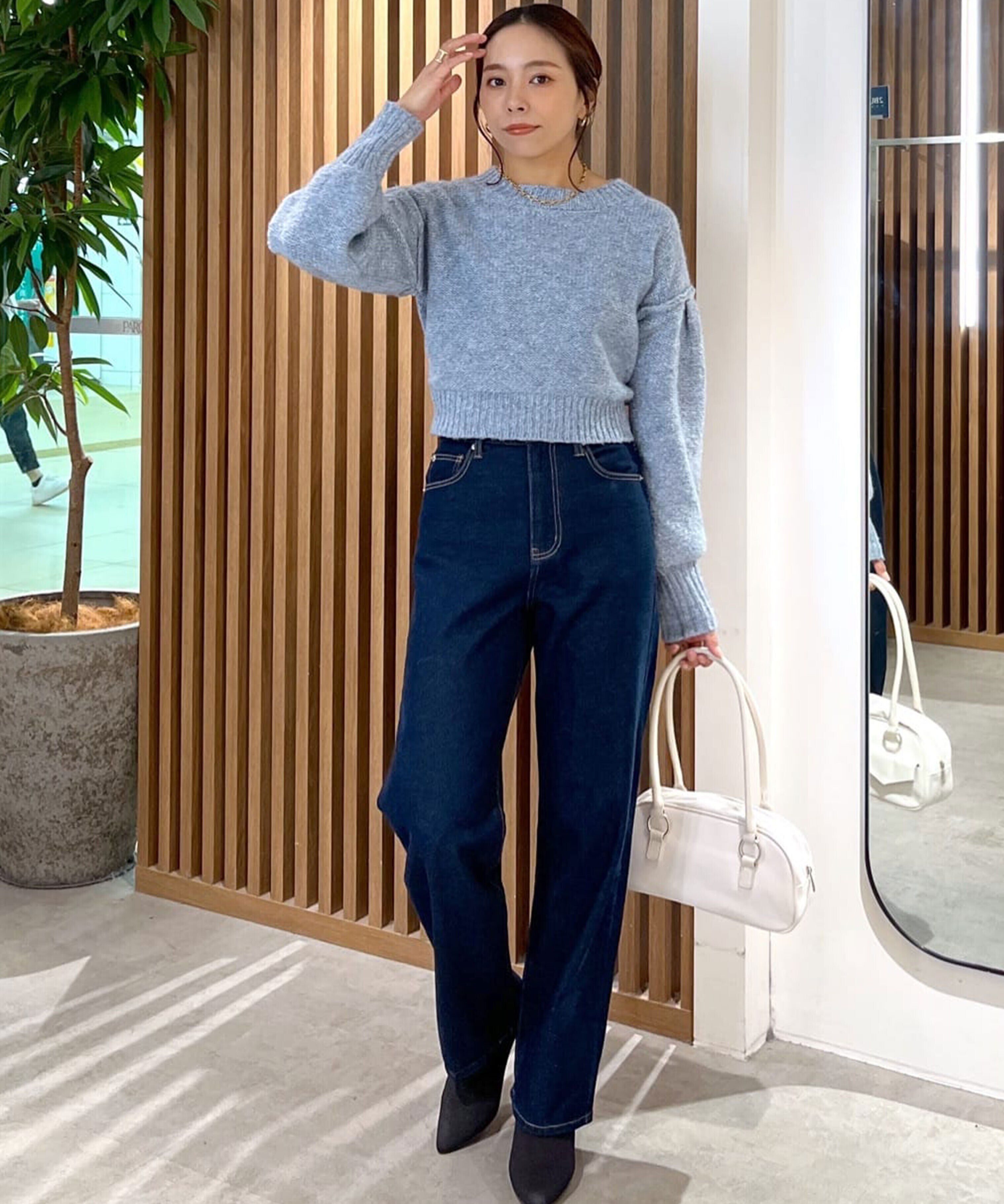  「バックリボンショート丈ニット」|ニット・セーター|