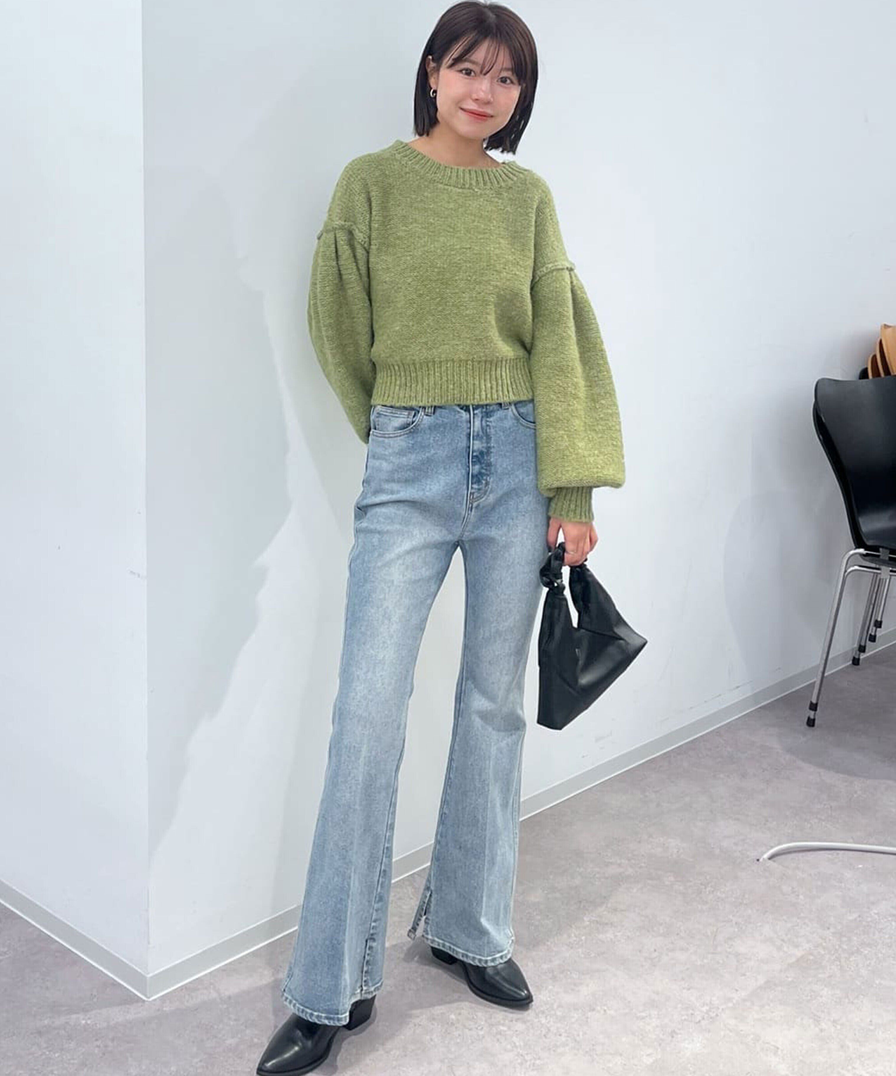  「バックリボンショート丈ニット」|ニット・セーター|