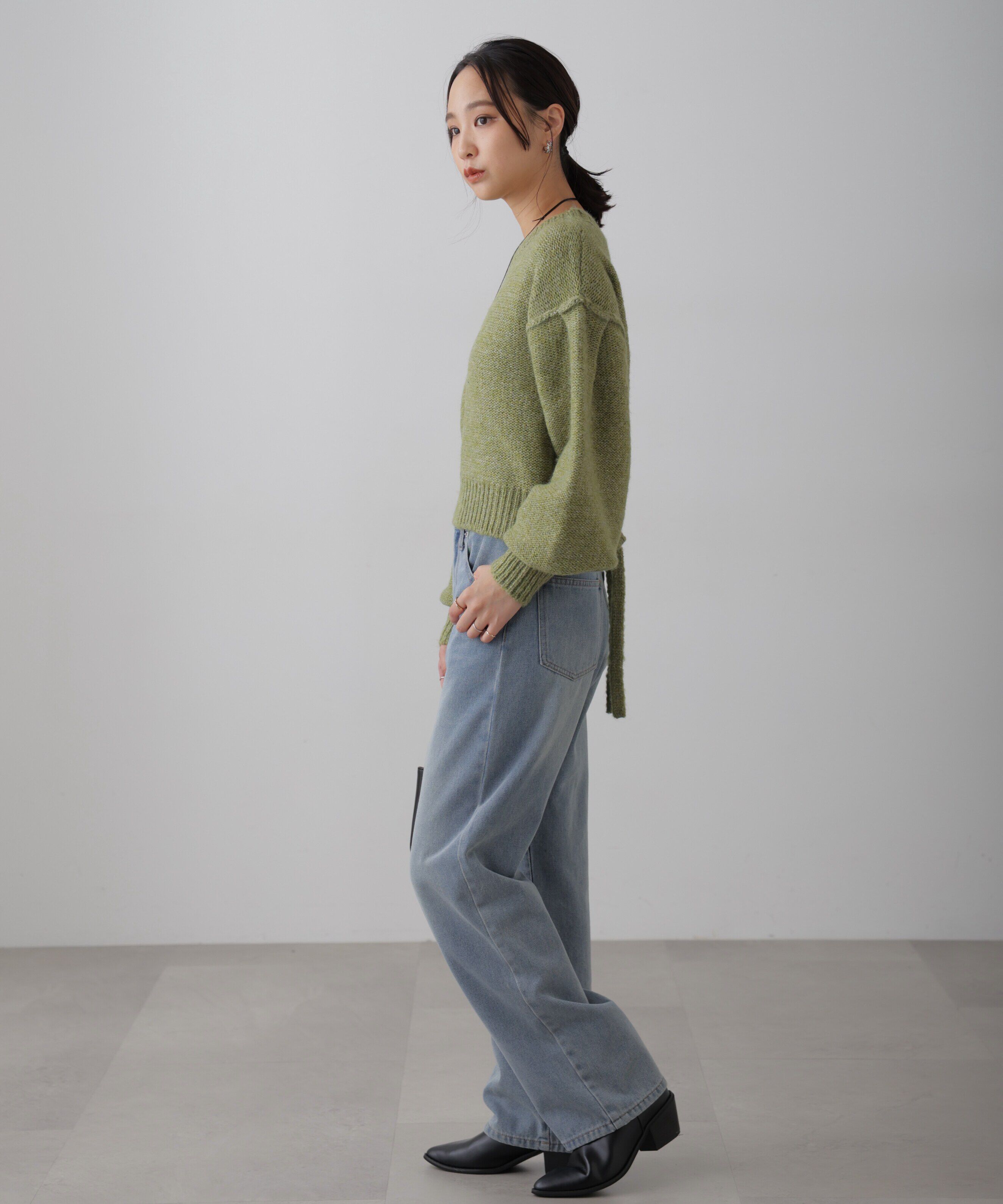  「バックリボンショート丈ニット」|ニット・セーター|