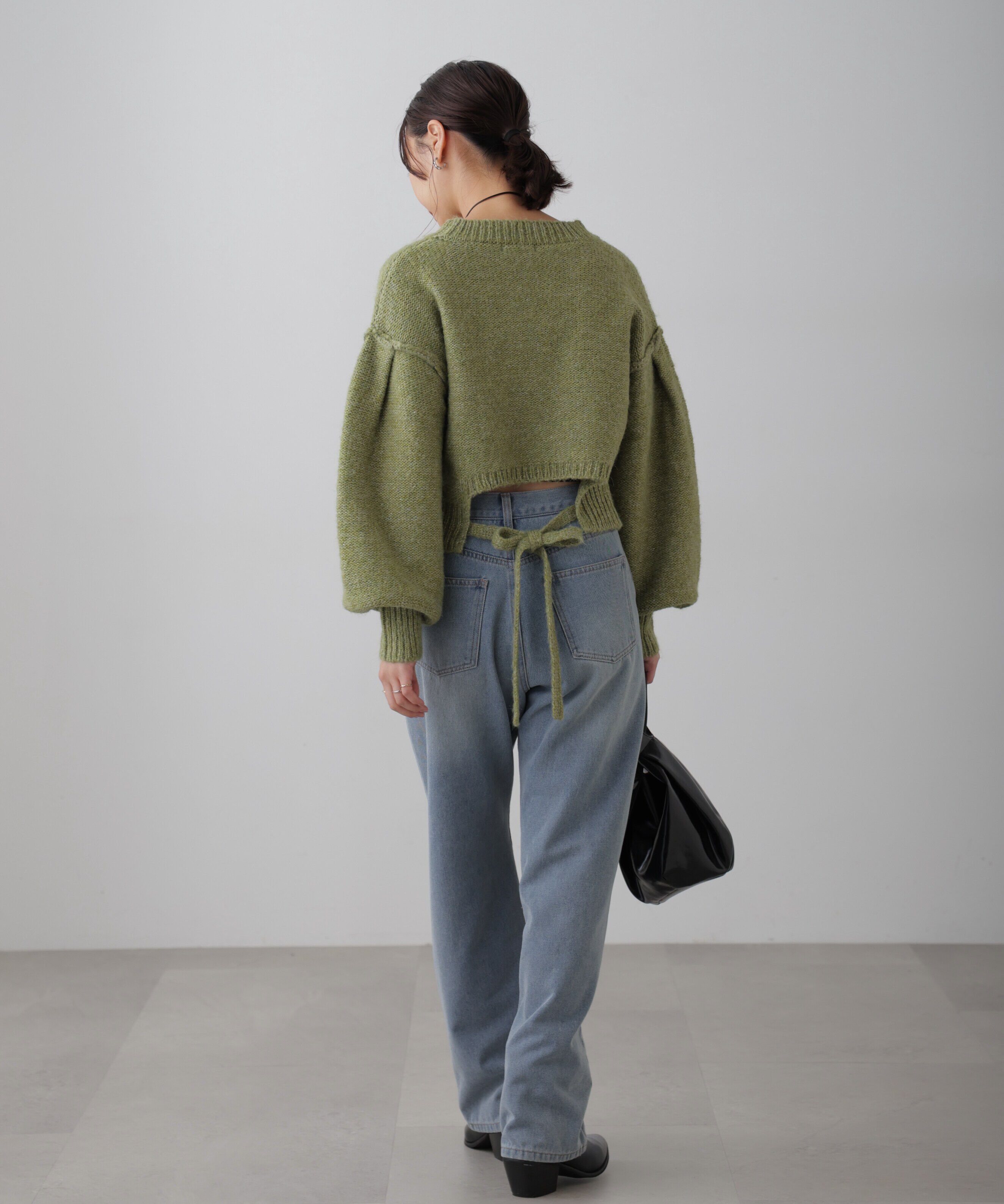  「バックリボンショート丈ニット」|ニット・セーター|