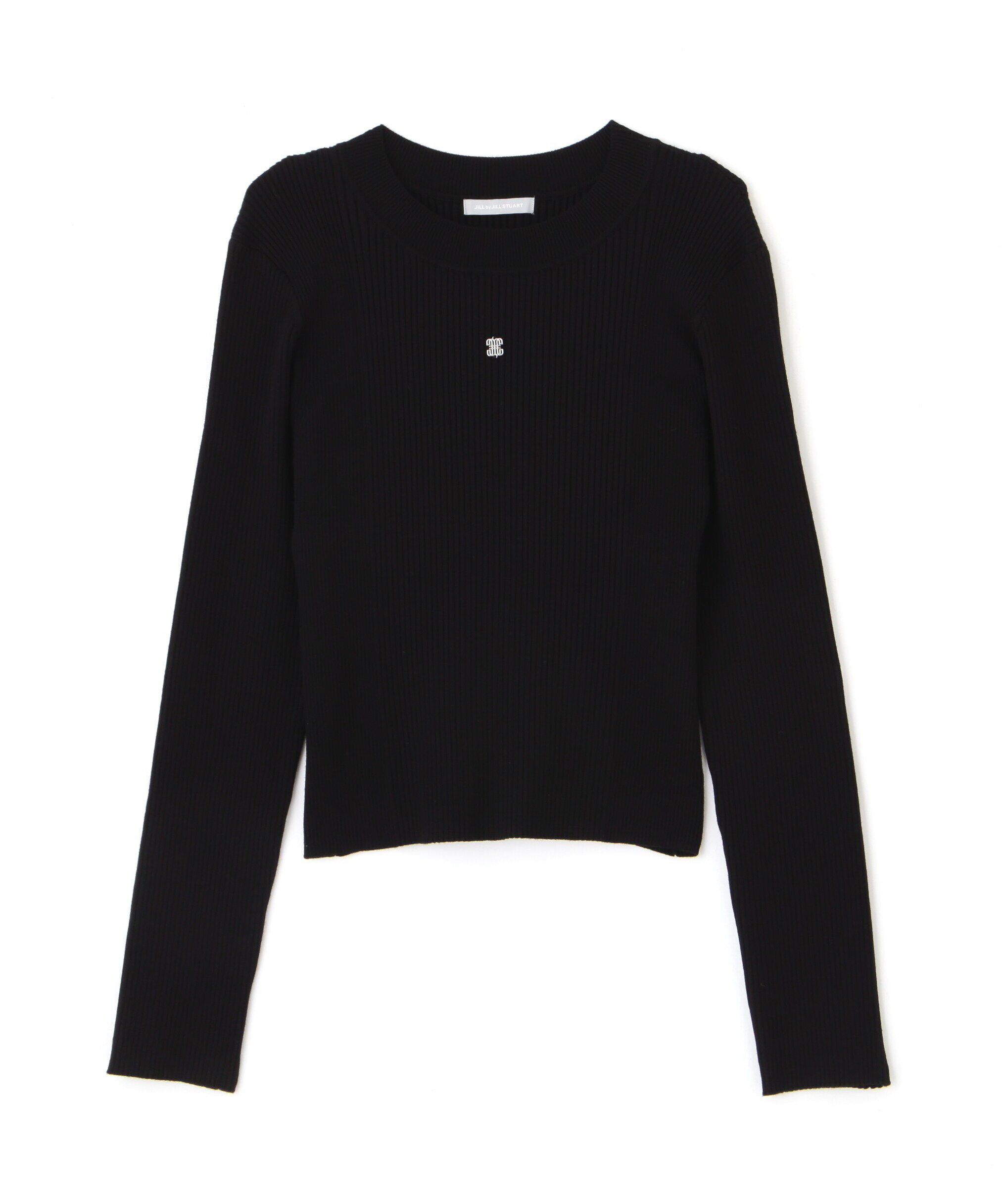  「長袖リブデザインロゴプレートニット」|ニット・セーター|