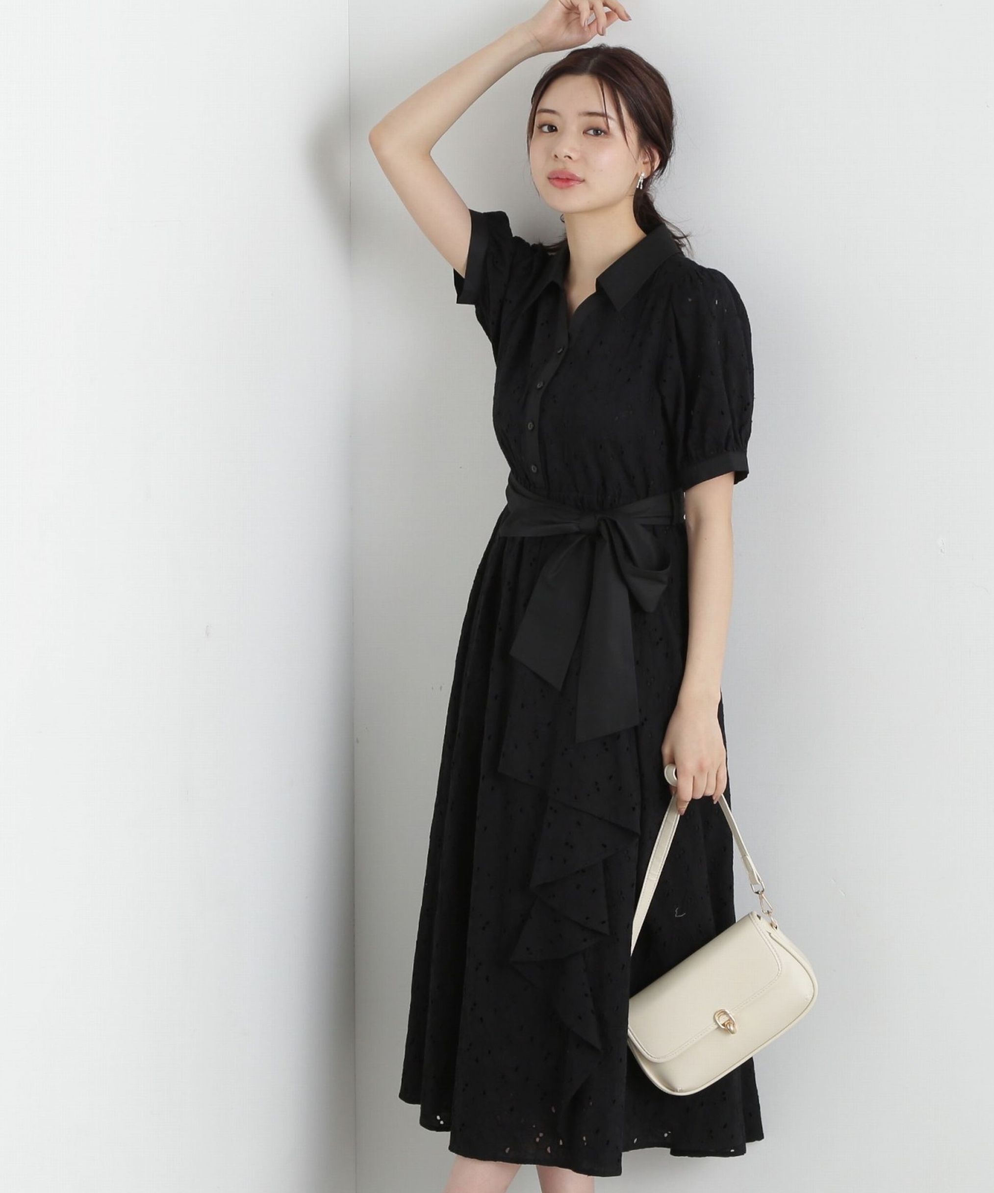 PROPORTION BODY DRESSING「カットワーク刺繍シャツワンピース」|ワンピース|ブラック