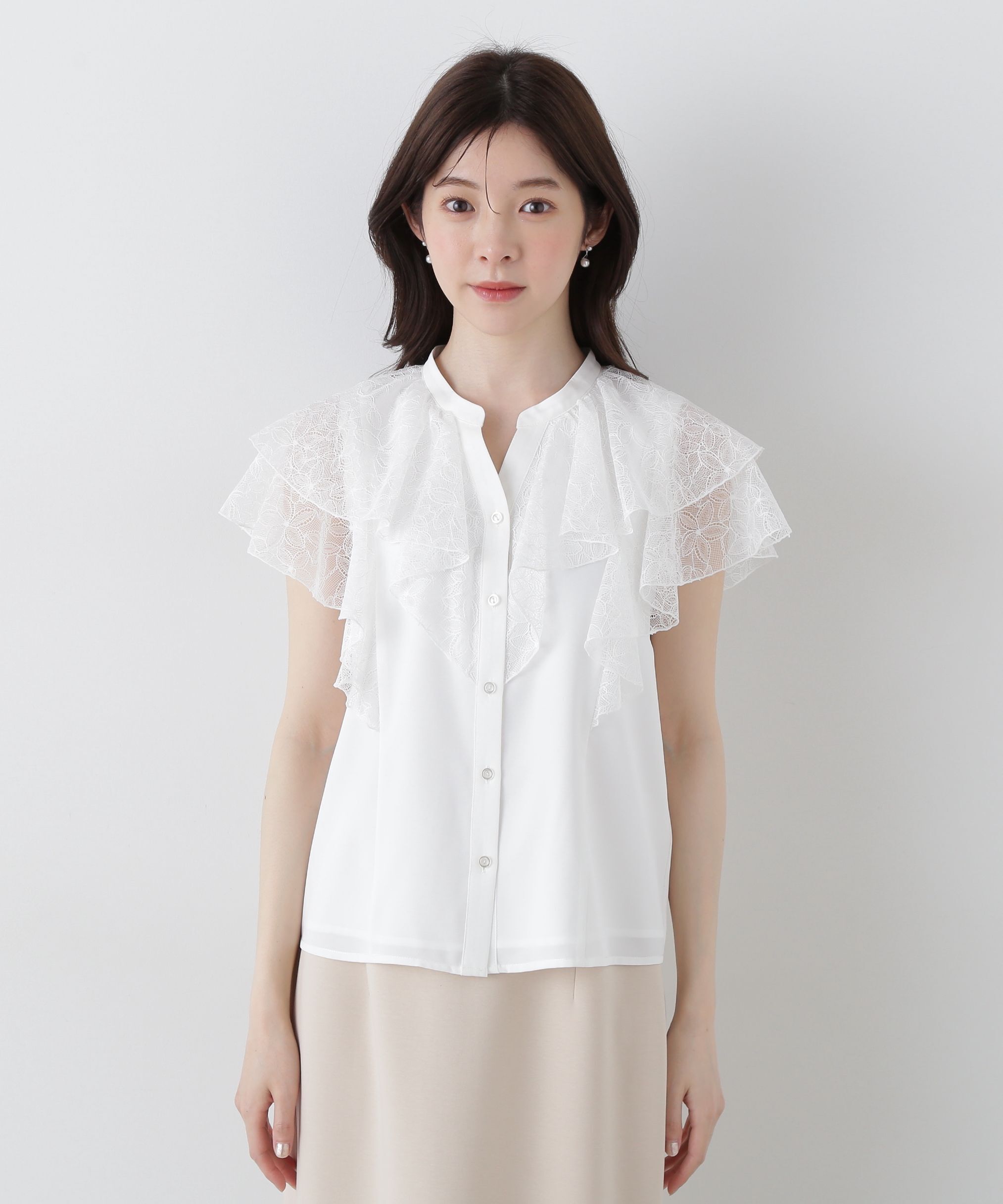 PROPORTION BODY DRESSING「レースラッフルブラウス」|シャツ・ブラウス|