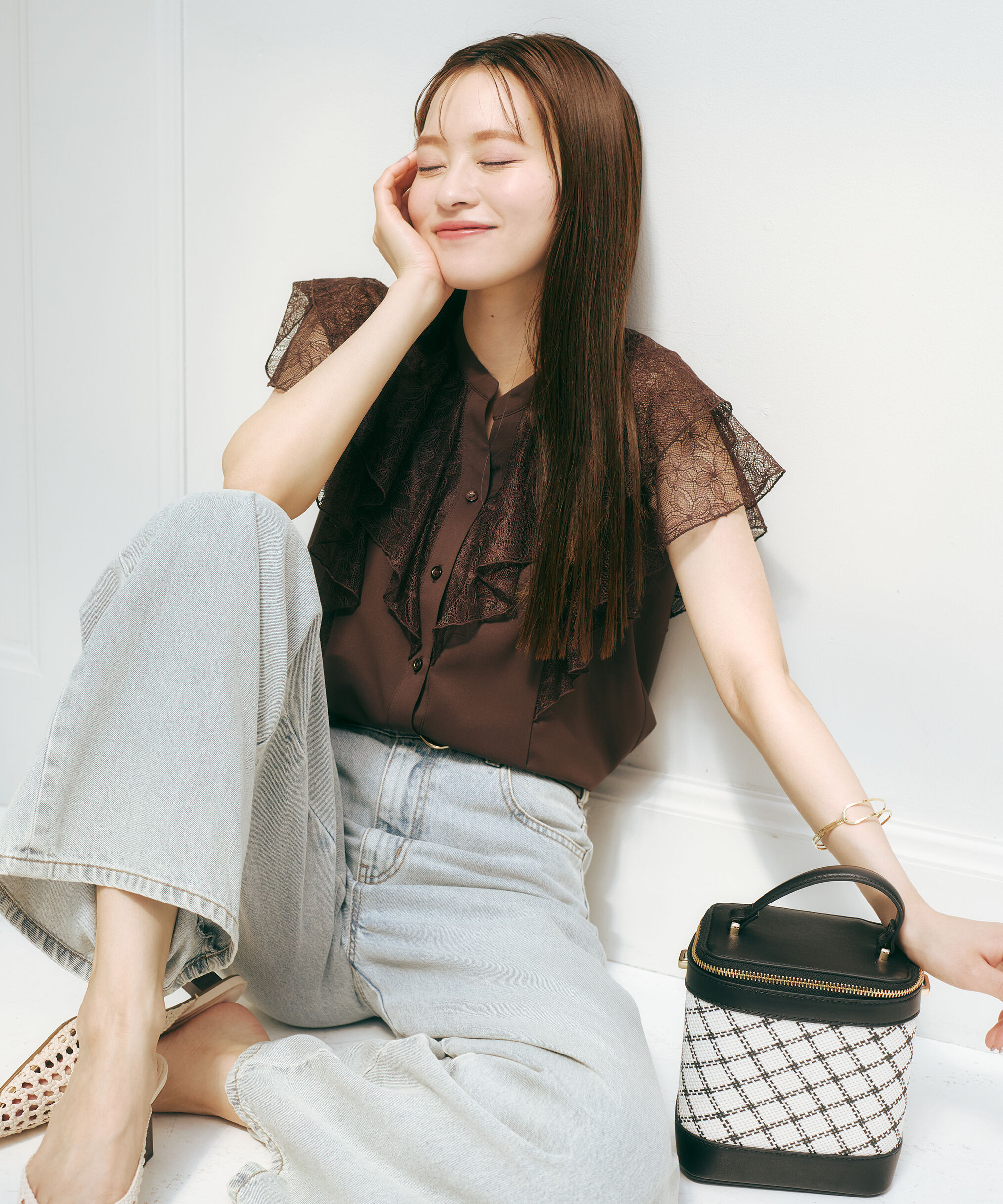PROPORTION BODY DRESSING「レースラッフルブラウス」|シャツ・ブラウス|ブラウン