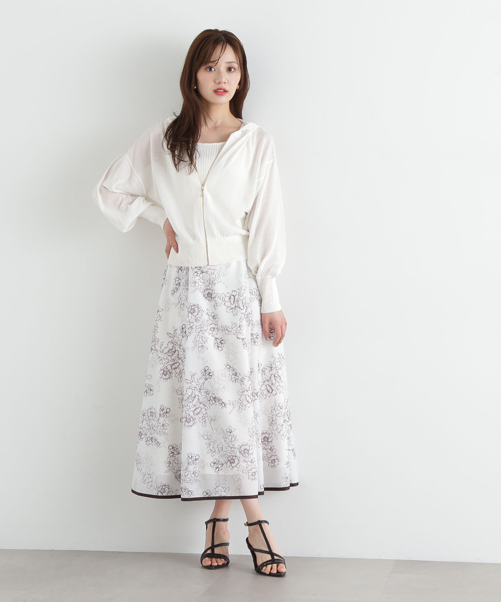 PROPORTION BODY DRESSING「モノトーンシアーフラワースカート」|スカート|