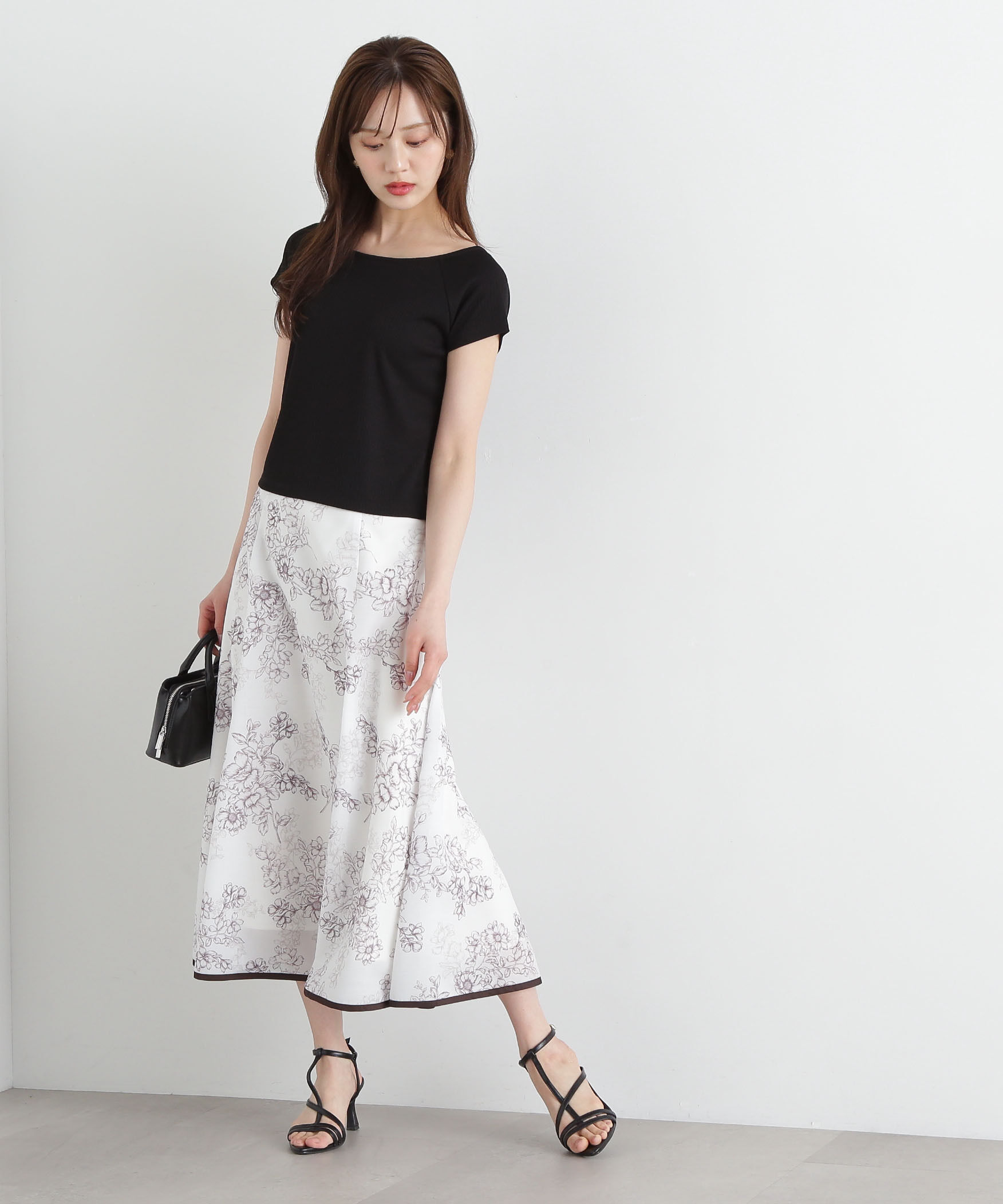 PROPORTION BODY DRESSING「モノトーンシアーフラワースカート」|スカート|
