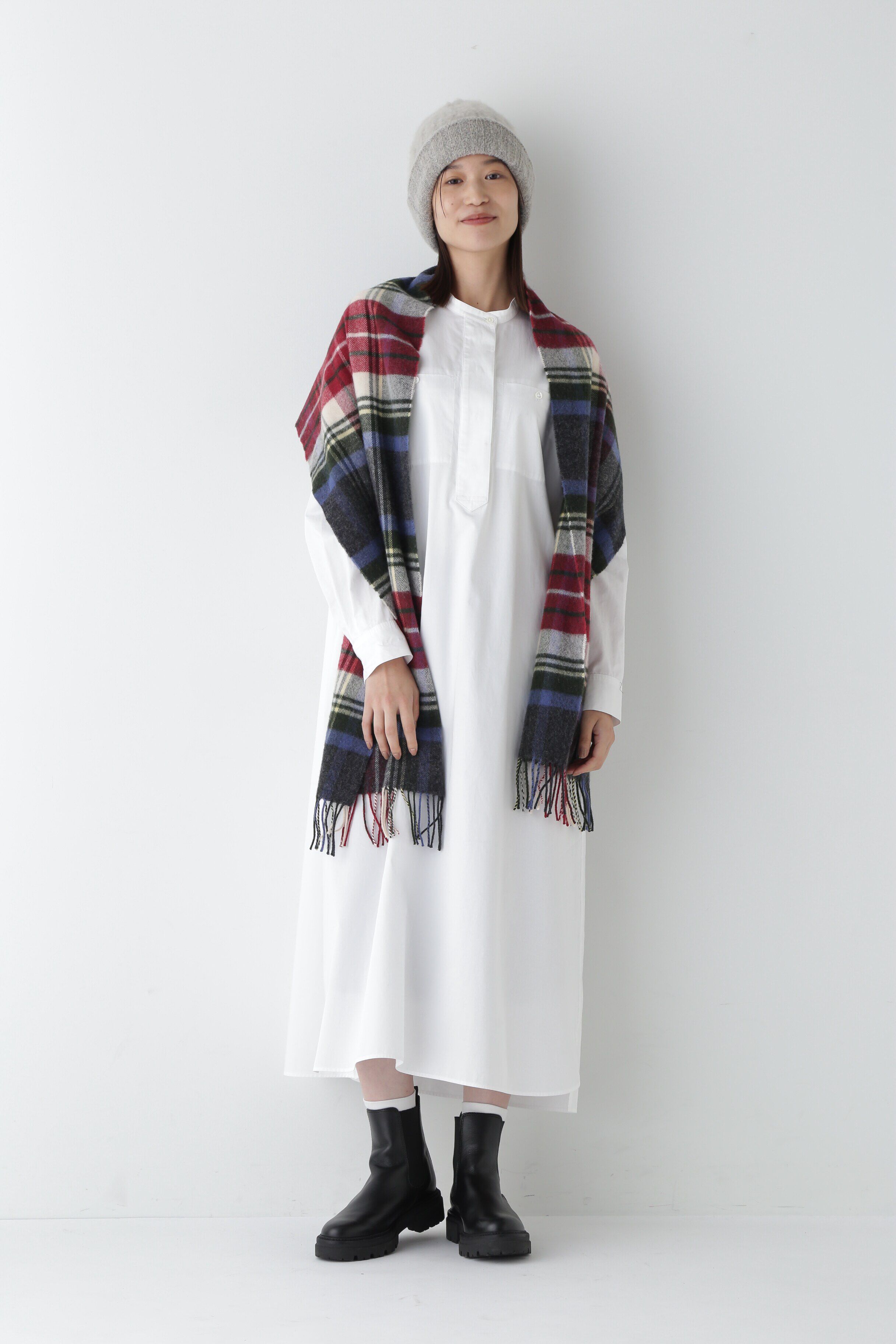  「◆コットンサテンバンドカラーシャツワンピース」|ワンピース|