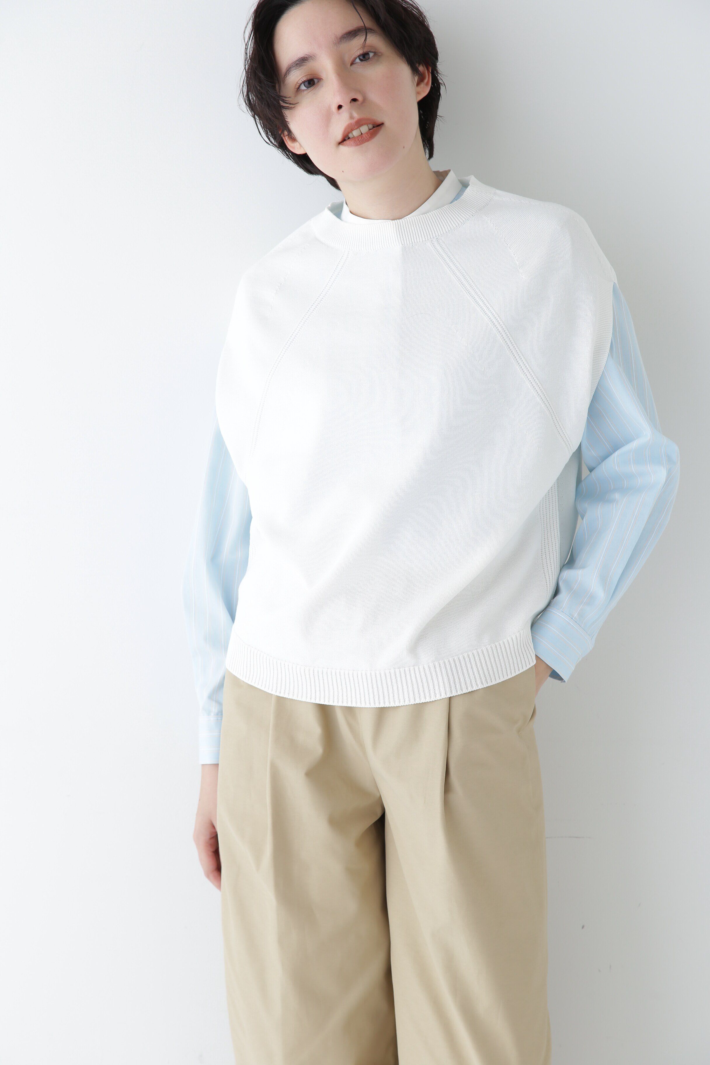  「◆【ウォッシャブル】ハイゲージクルーネックニットベスト」|ニット・セーター|