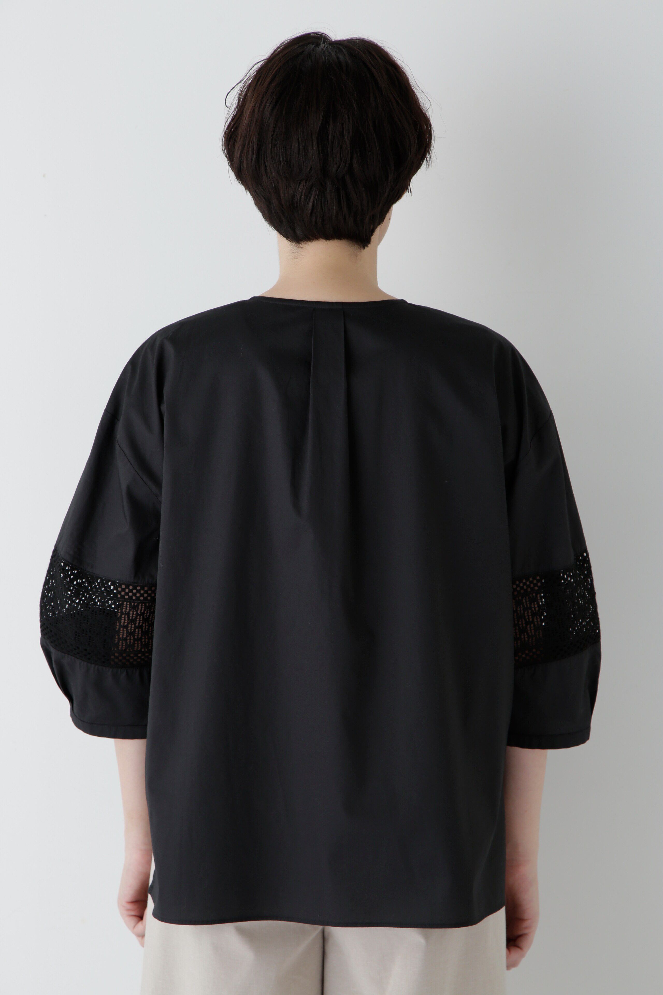  「◆コットンツイルレースドッキングブラウス」|シャツ・ブラウス|