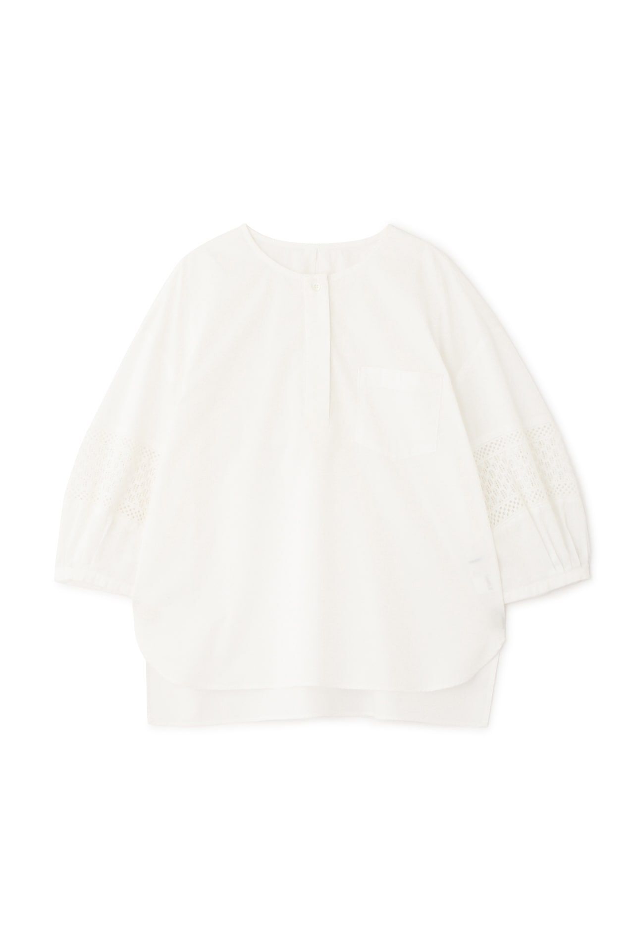  「◆コットンツイルレースドッキングブラウス」|シャツ・ブラウス|