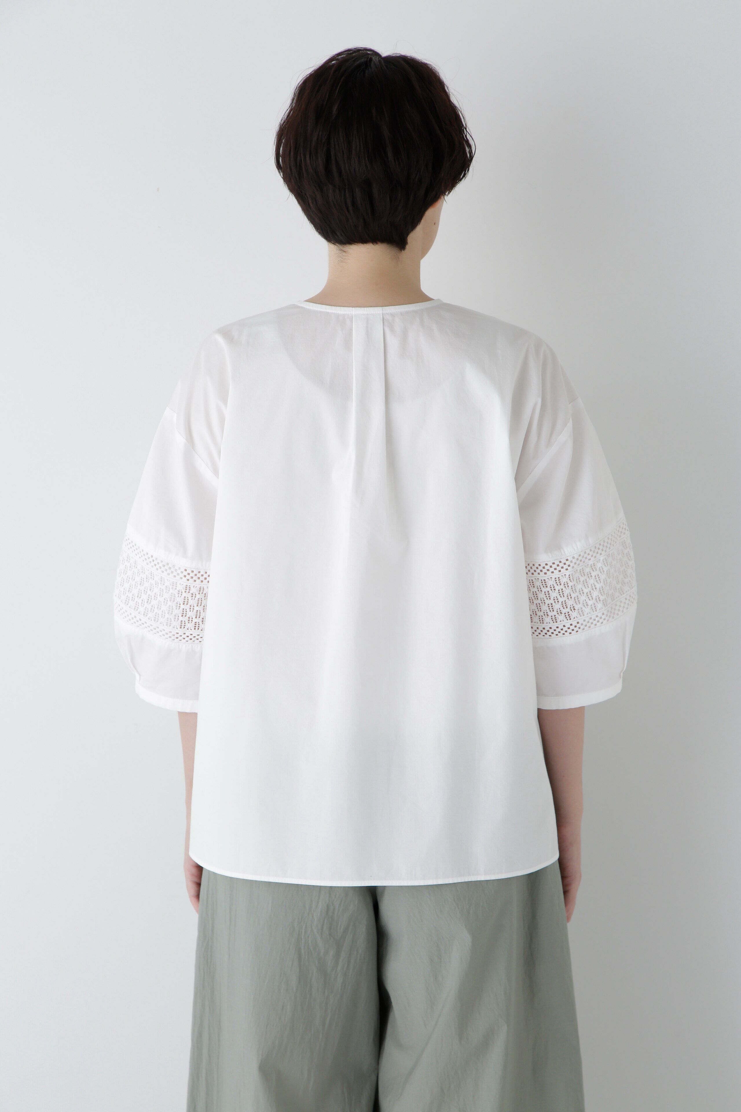  「◆コットンツイルレースドッキングブラウス」|シャツ・ブラウス|