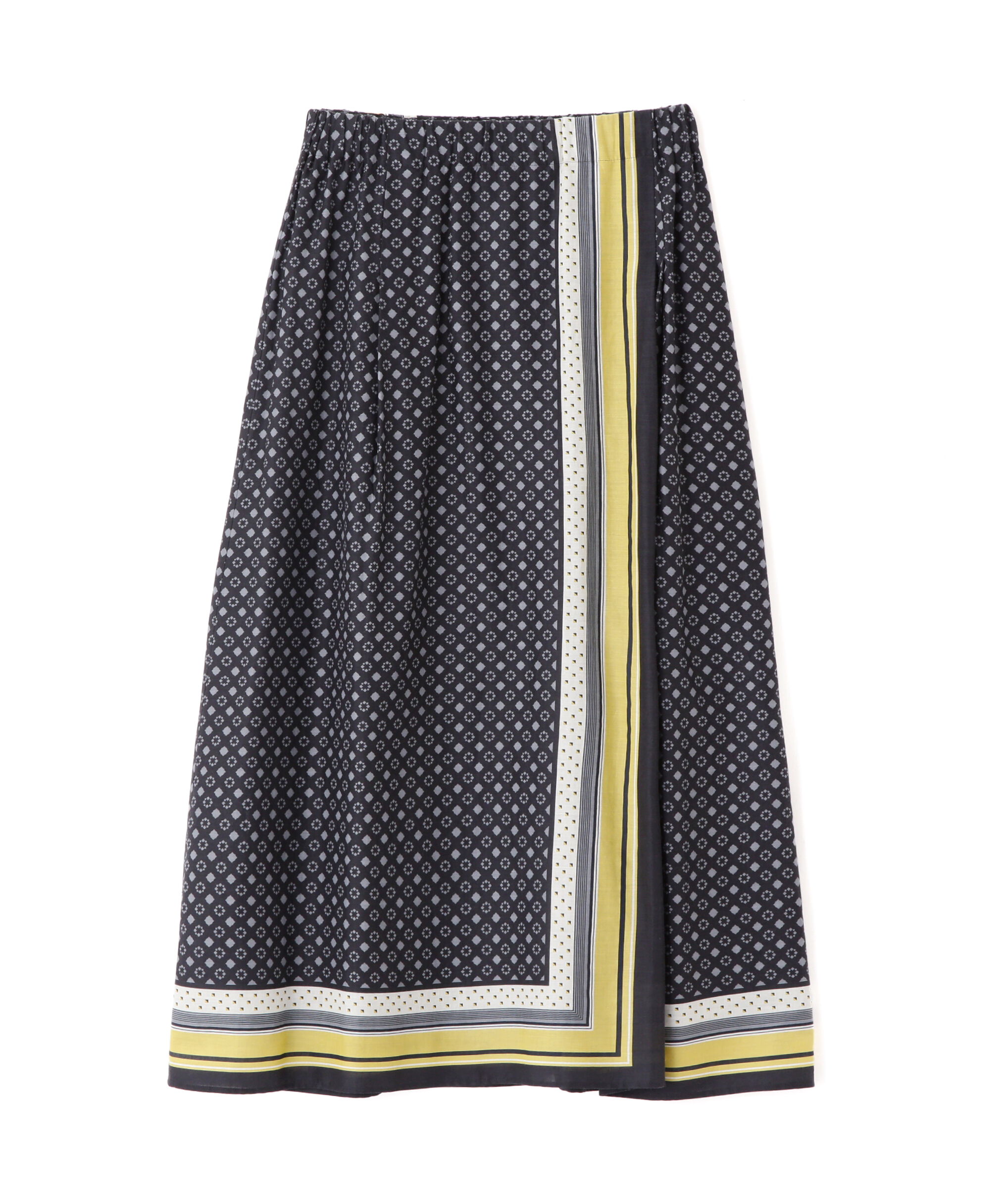  「◆コットンセルロースパネル幾何プリントラップライクスカート」|スカート|