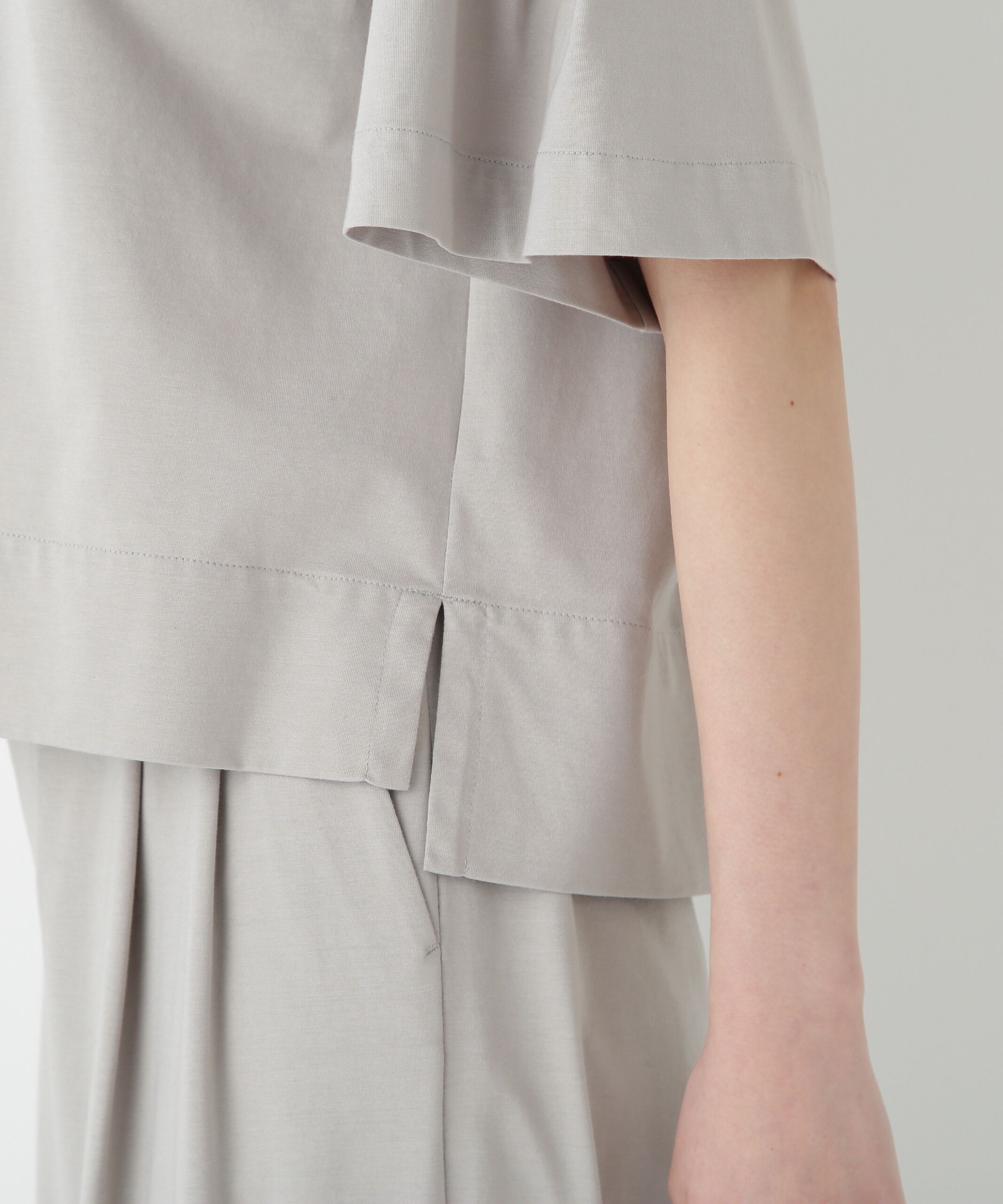  「◆プレーティング天竺タックスリーブボートネックプルオーバー」|Tシャツ・カットソー|